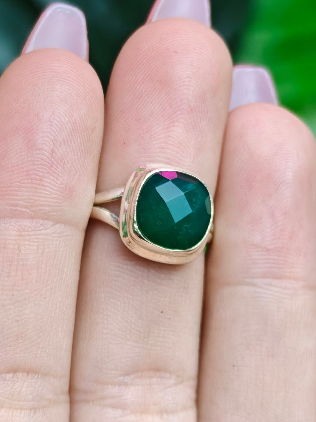 Emerald Ring Size 6 Sterling Silver