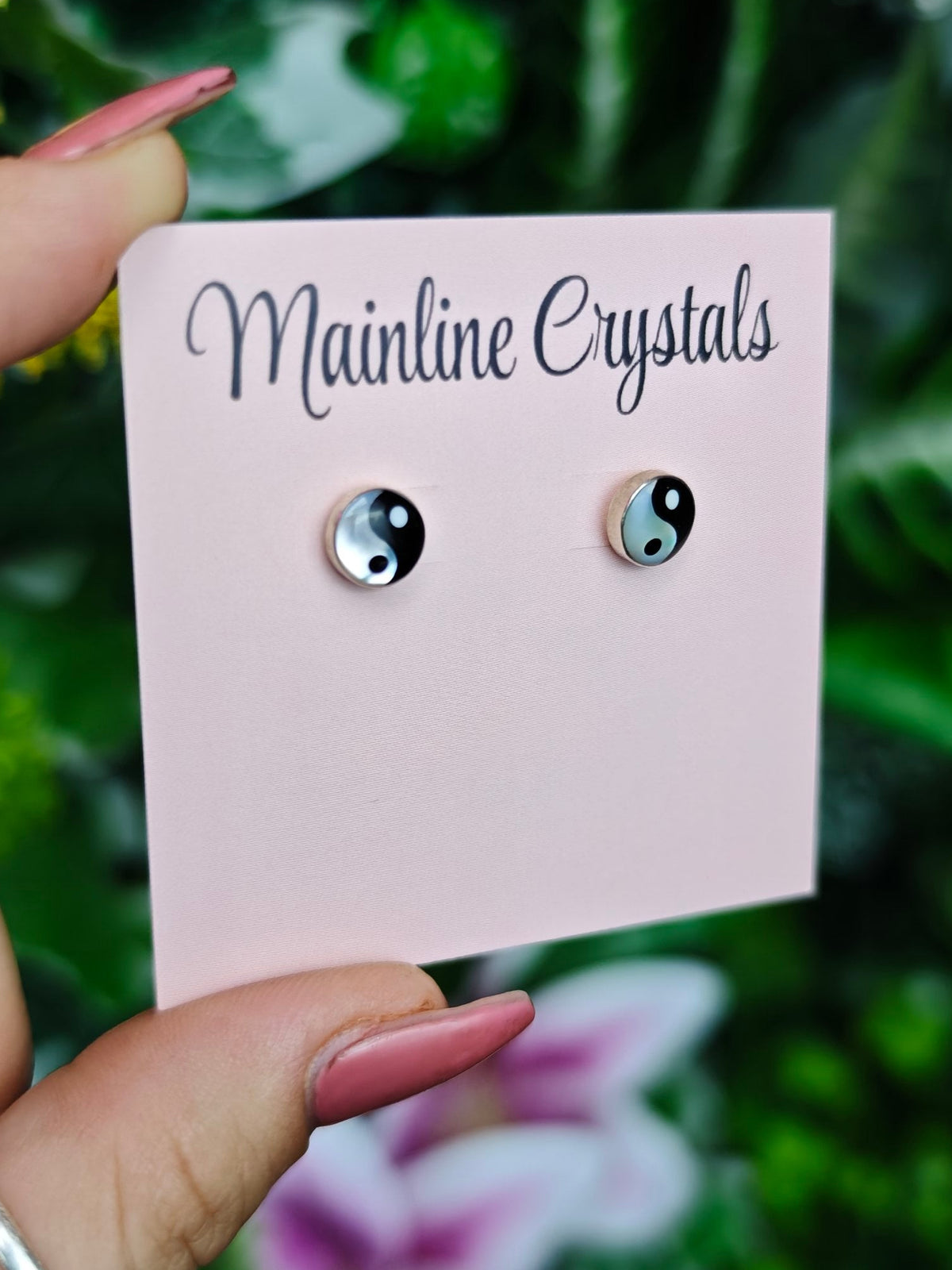 Mother of Pearl & Black Onyx Yin and Yang Sterling Silver Earring