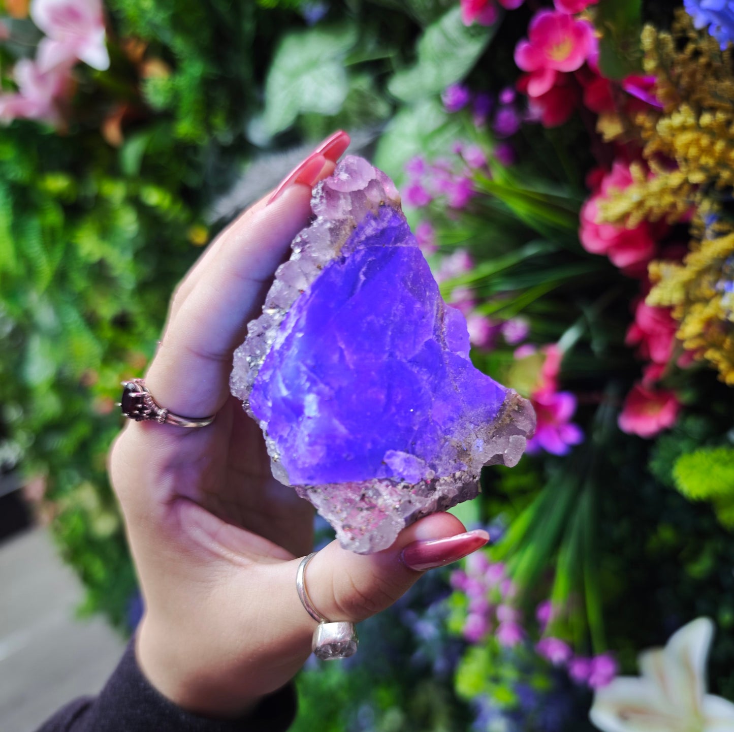 Elestial Amethyst on Fluorite Specimen