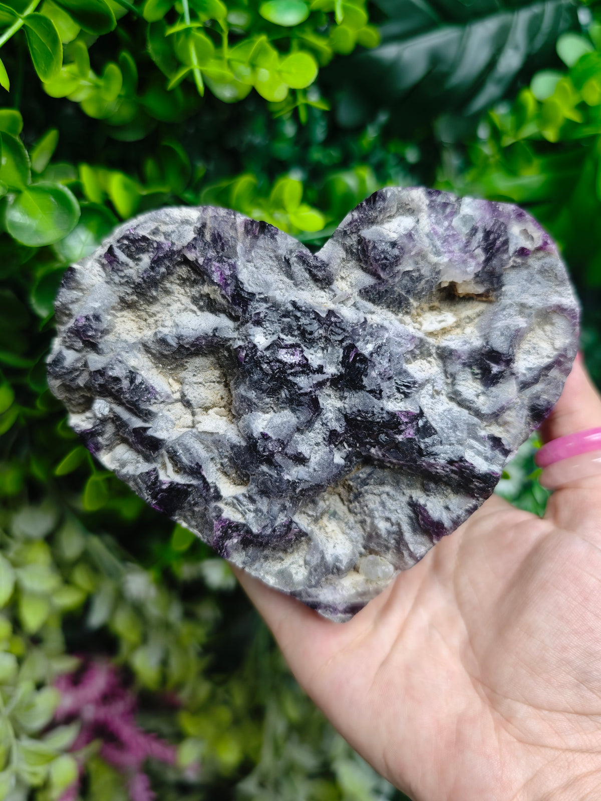 Fluorite Heart Half Raw Half Polished