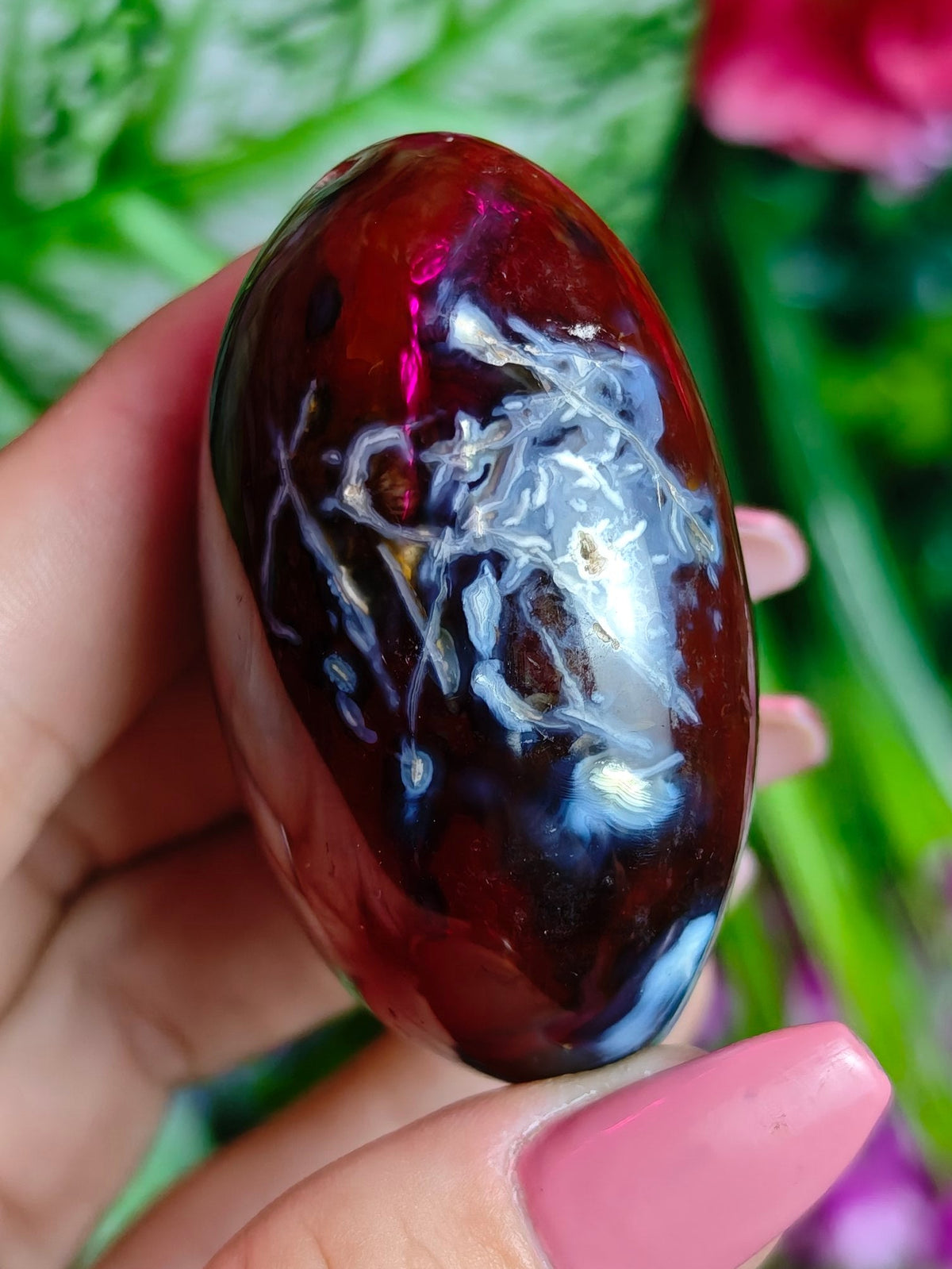 Carnelian & Orca Agate Palm Stone