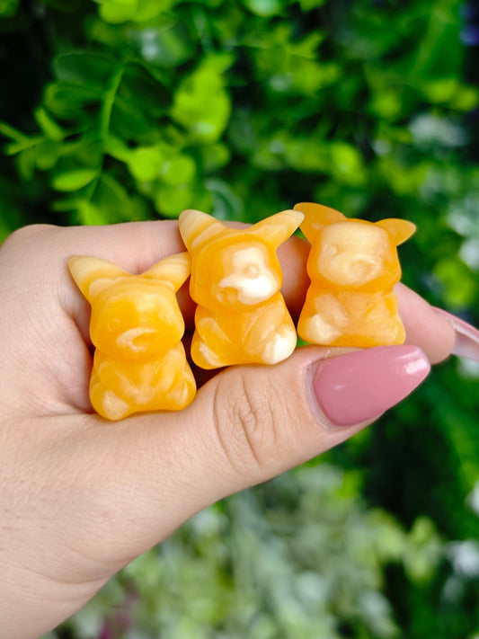 Orange Calcite Pikachu Carving