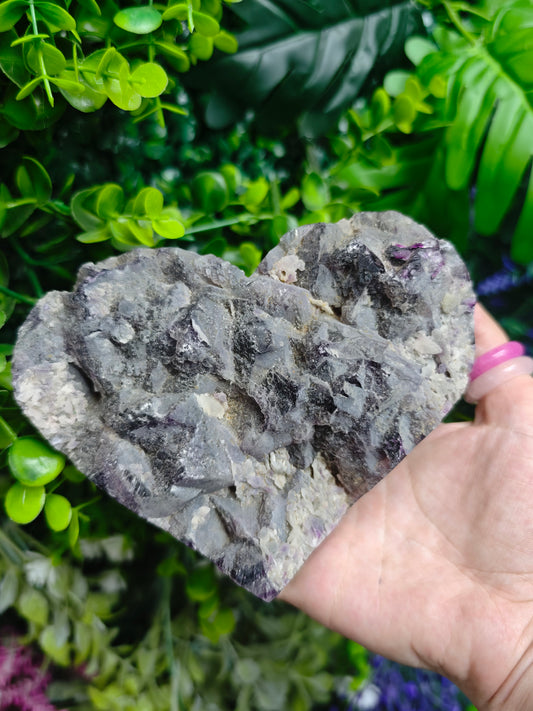 Fluorite Heart Half Raw Half Polished