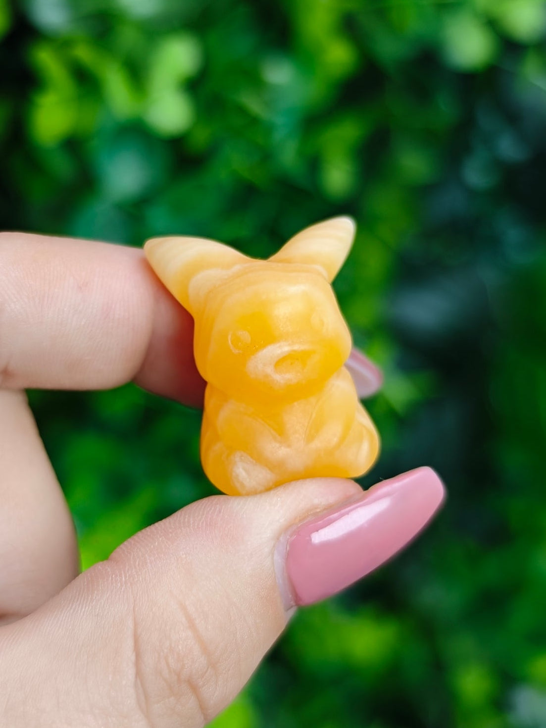 Orange Calcite Pikachu Carving