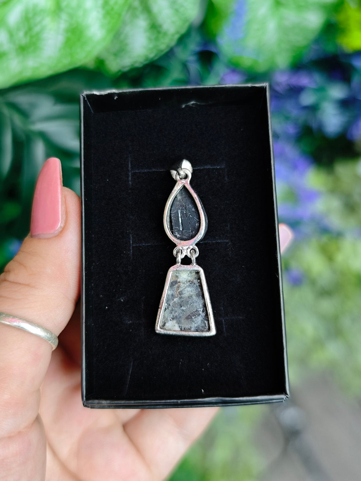 Black Tourmaline & Astrophyllite Sterling Silver Pendant