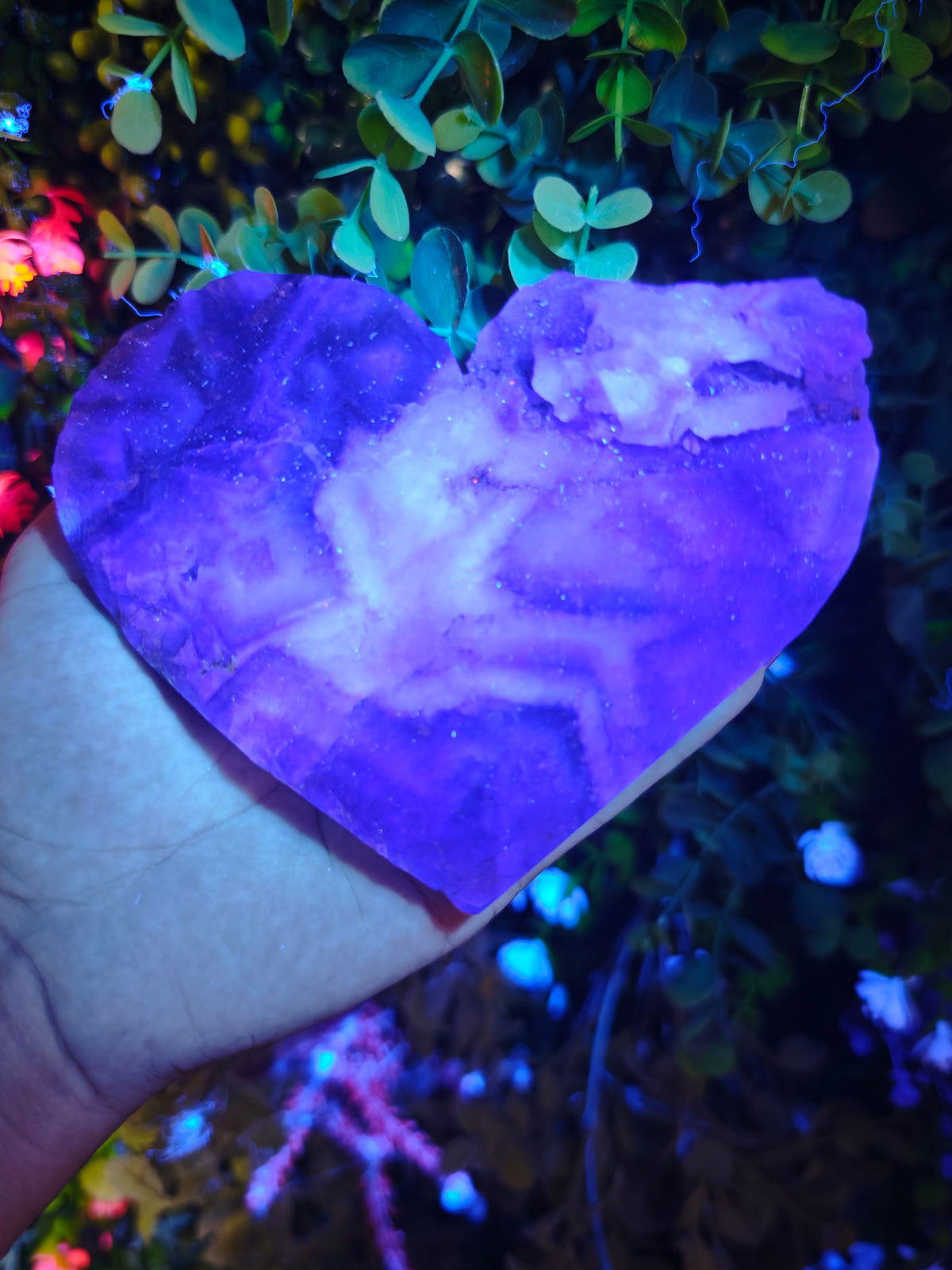 Fluorite Heart Half Raw Half Polished