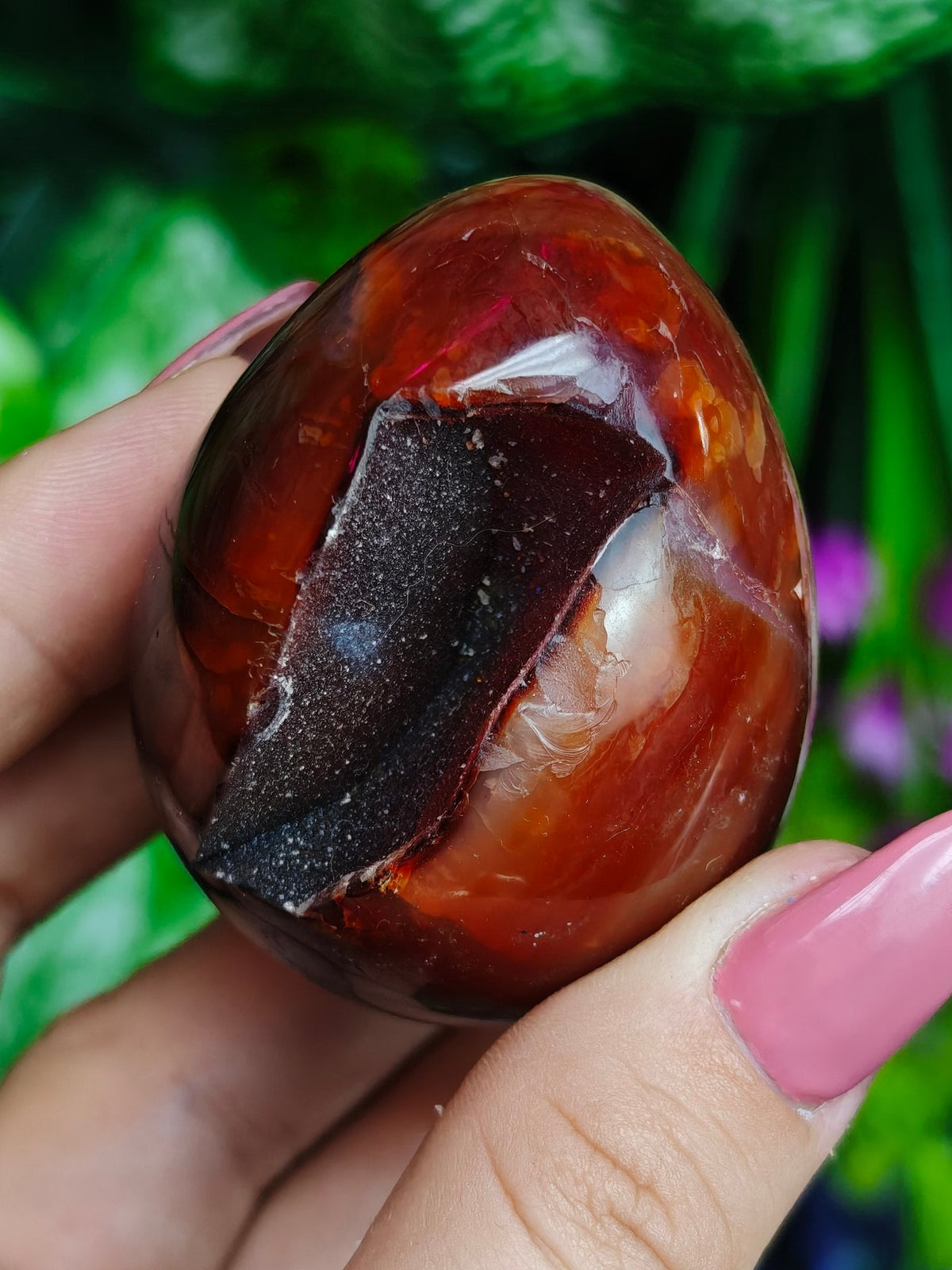 Carnelian and Orca Agate Egg