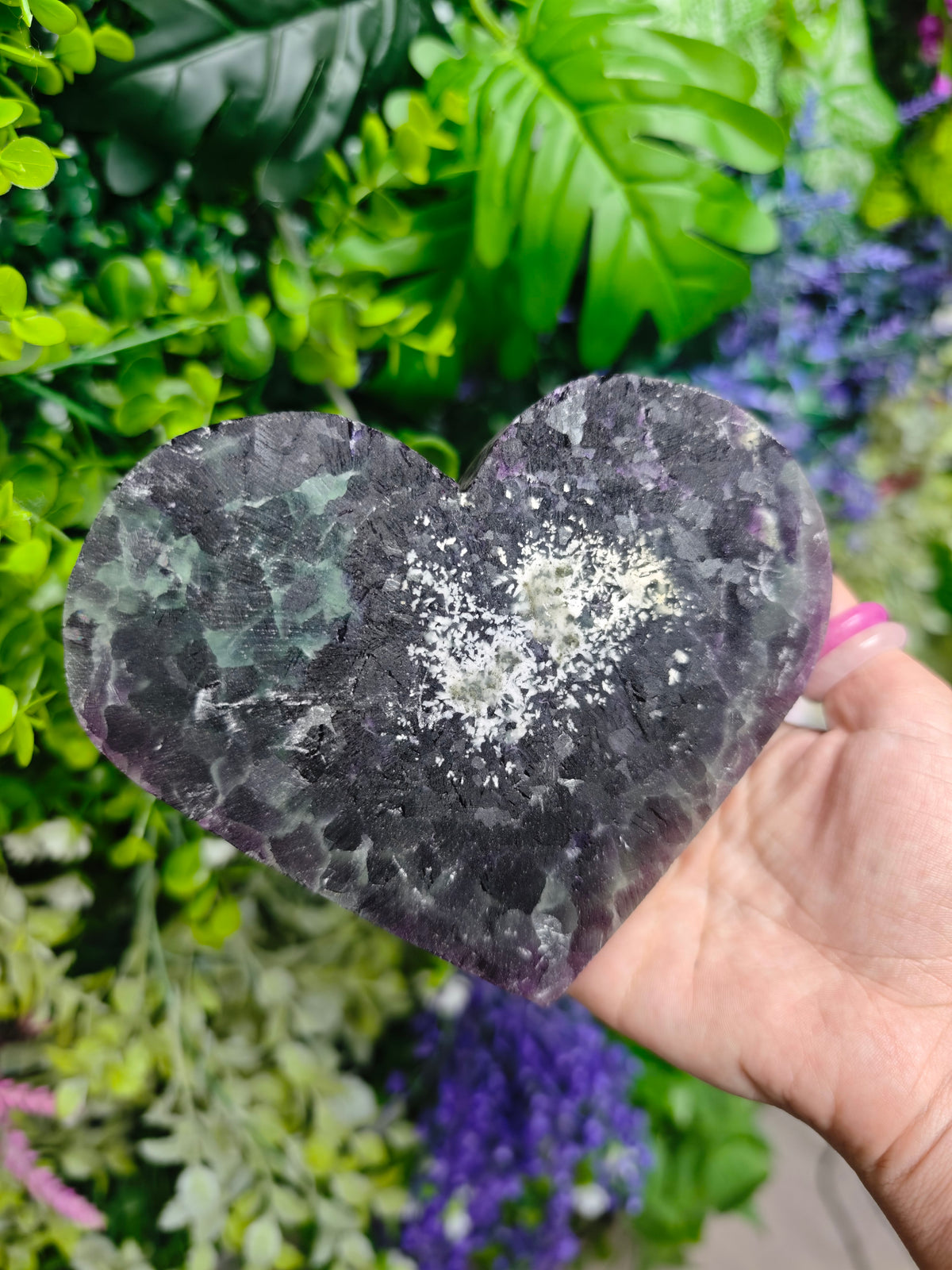 Fluorite Heart Half Raw Half Polished