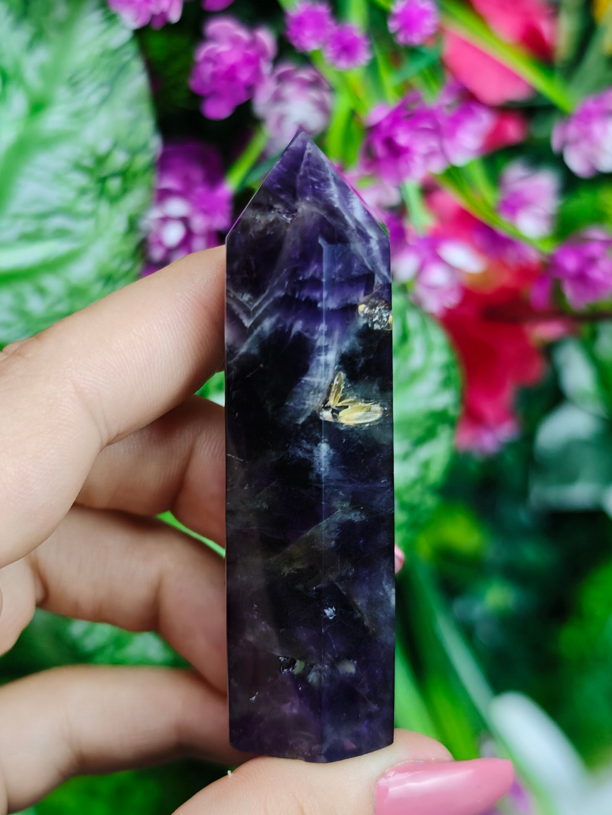 Chevron Amethyst with Smoky Quartz Towers