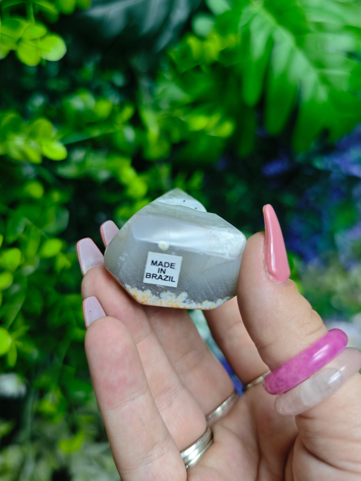 Brazilian Agate & Druzy Quartz Pyramid