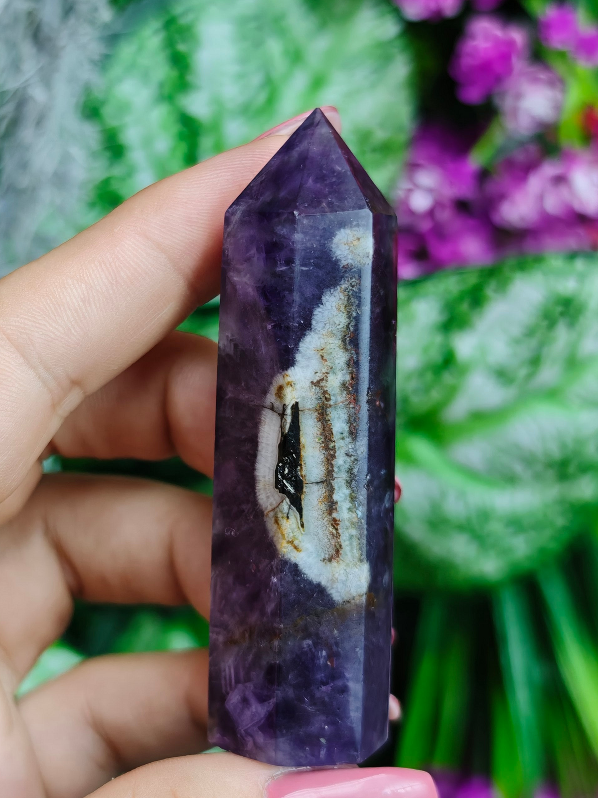 Chevron Amethyst with Smoky Quartz Towers