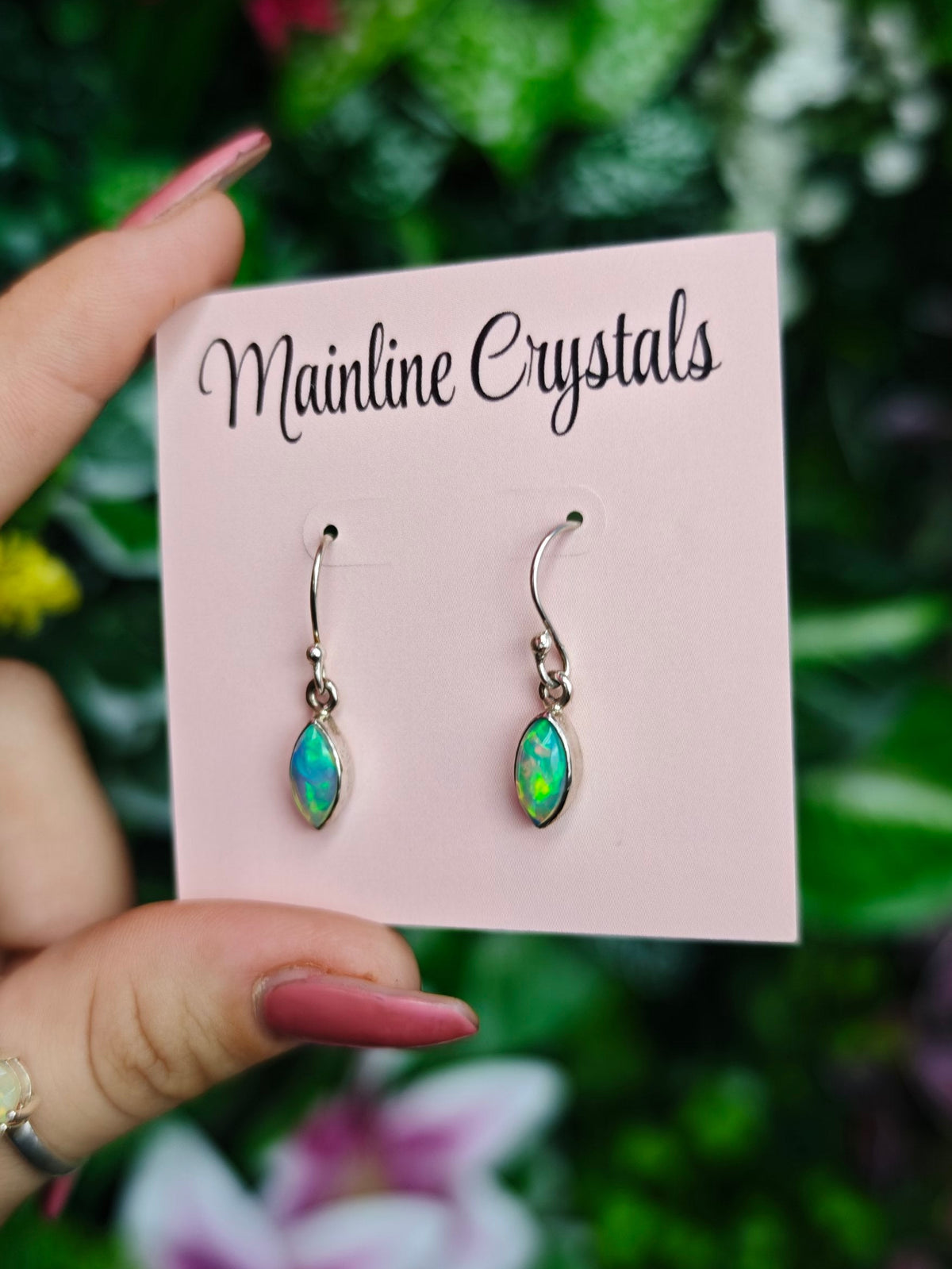 Ethiopian Opal Carved Sterling Silver Earrings