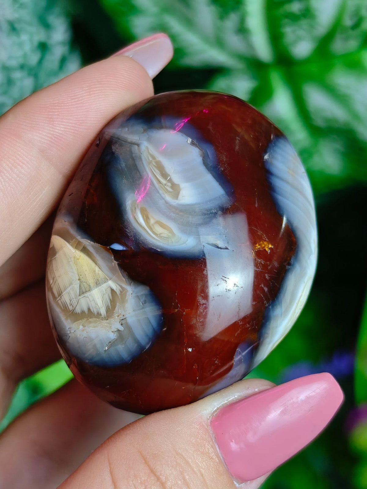 Carnelian & Orca Agate Palm Stone