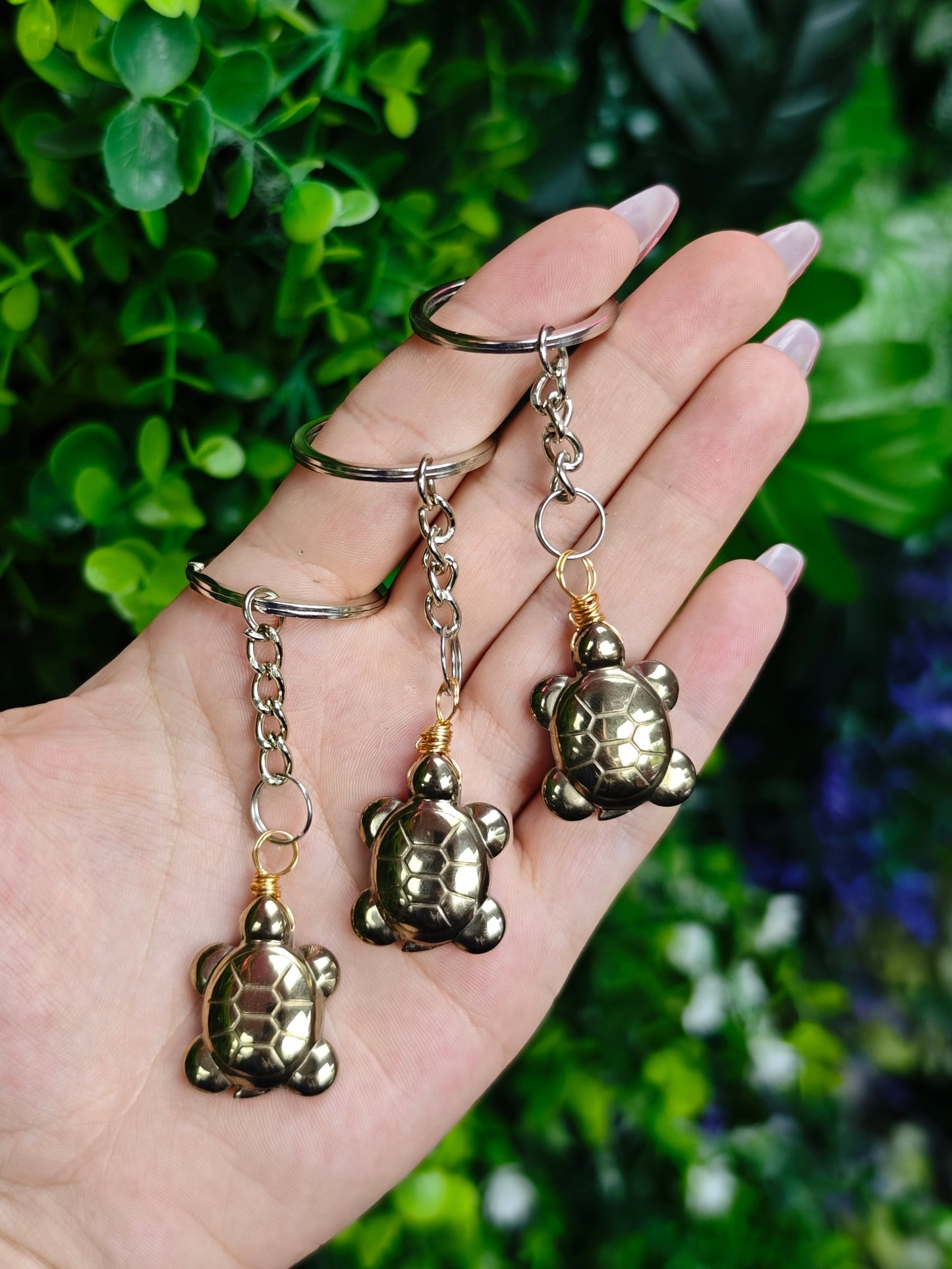 Pyrite Turtle Keychain