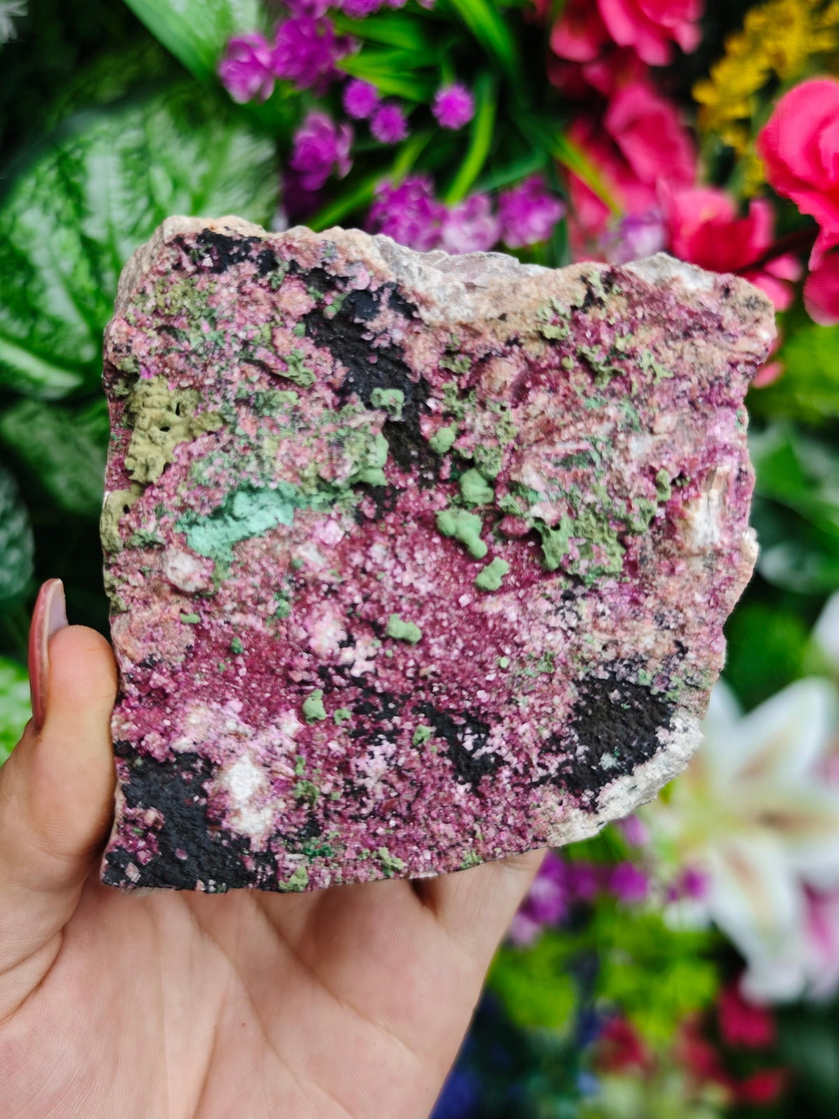 Cobalto Calcite with Malachite Raw Stone