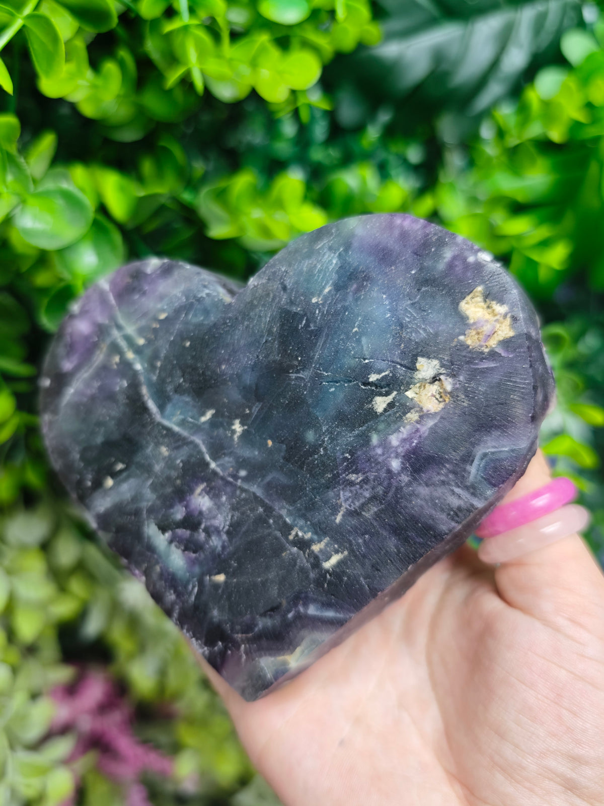 Fluorite Heart Half Raw Half Polished