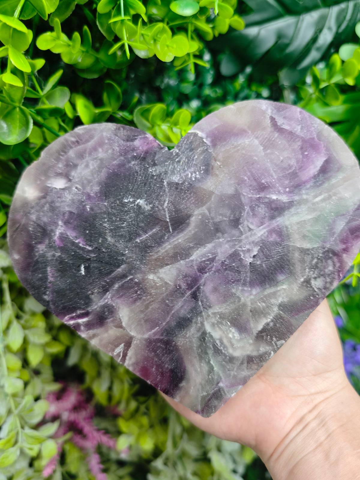 Fluorite Heart Half Raw Half Polished