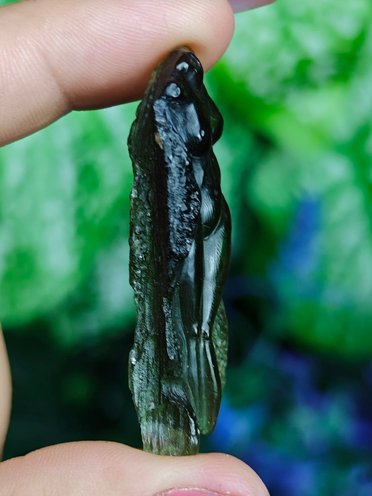 Moldavite Goddess Body Carving
