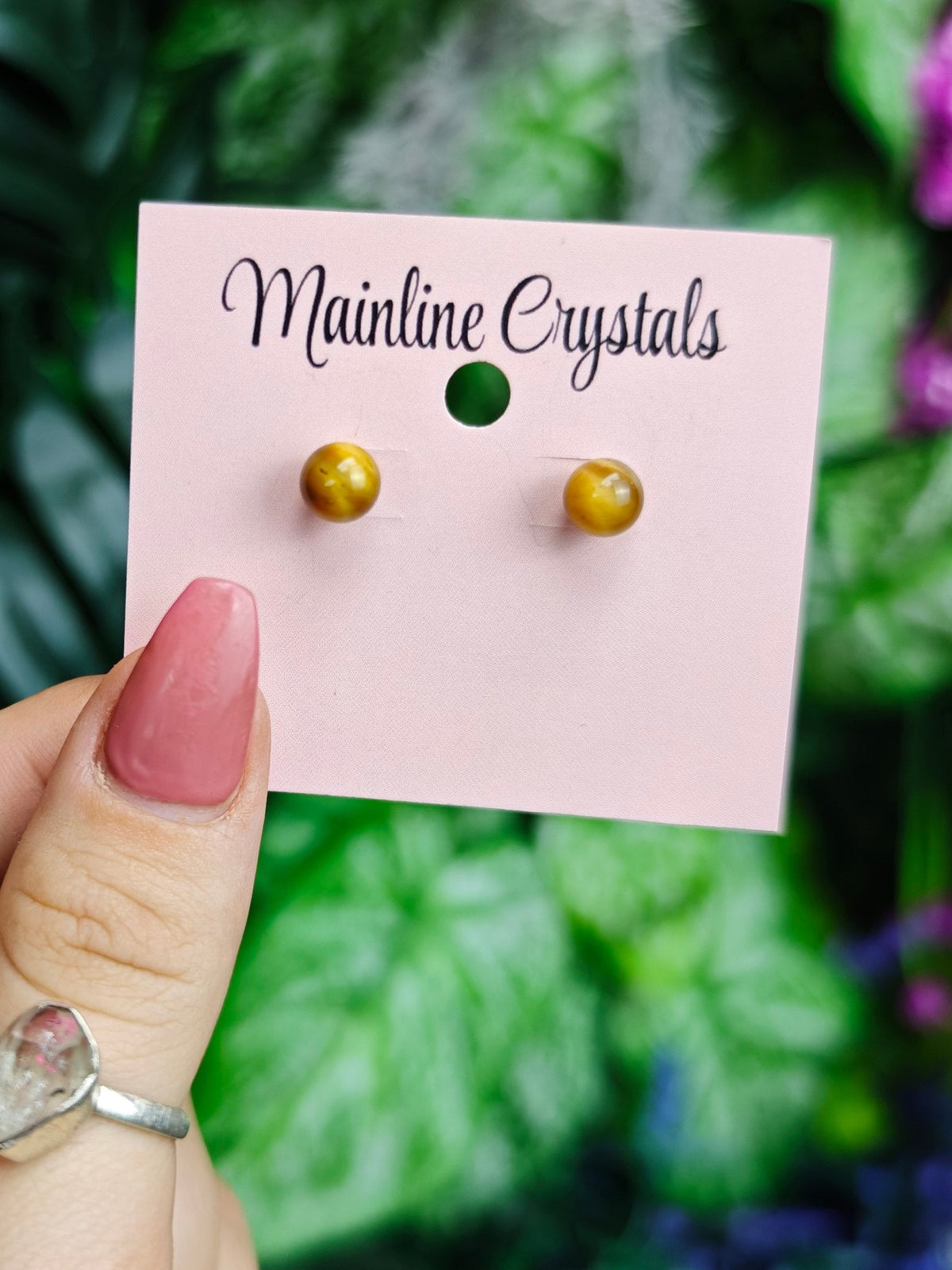Gemstone Stud Sterling Silver Earrings