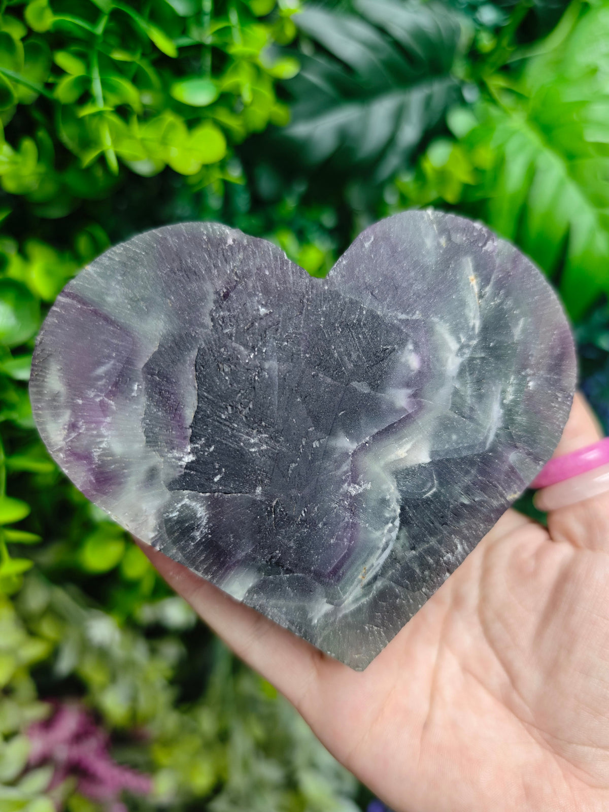 Fluorite Heart Half Raw Half Polished