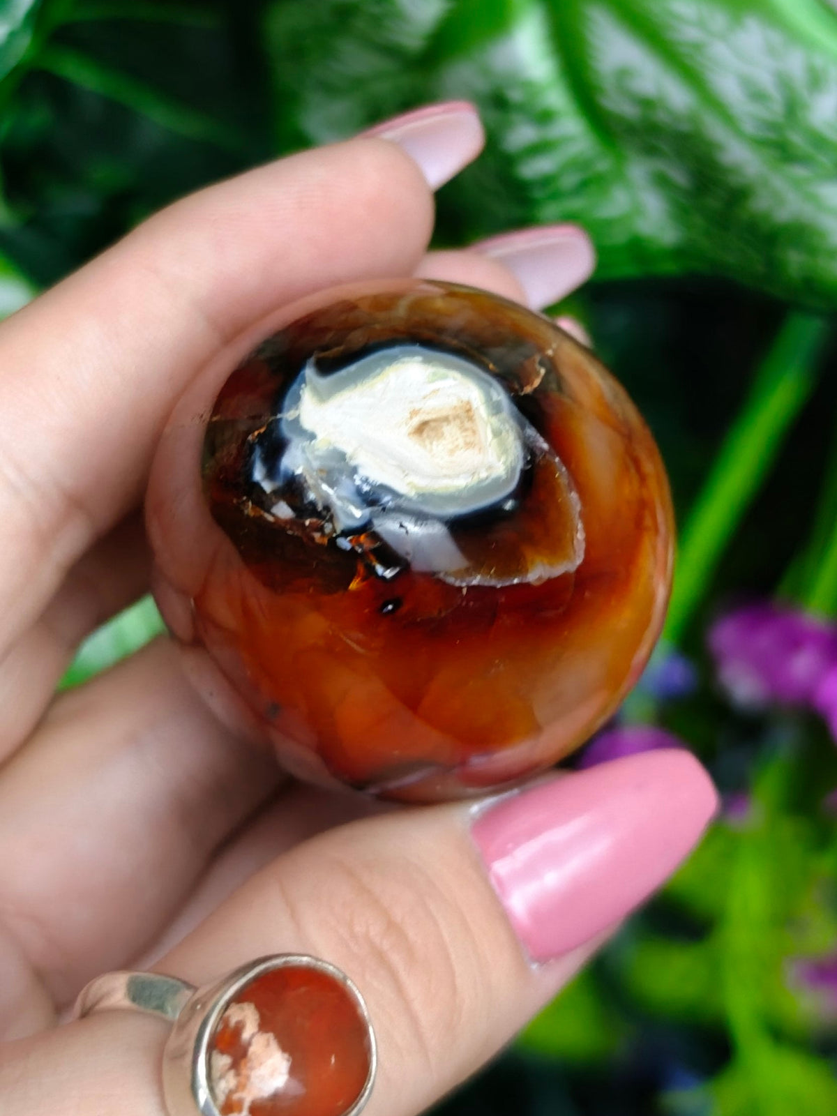 Carnelian and Orca Agate Egg