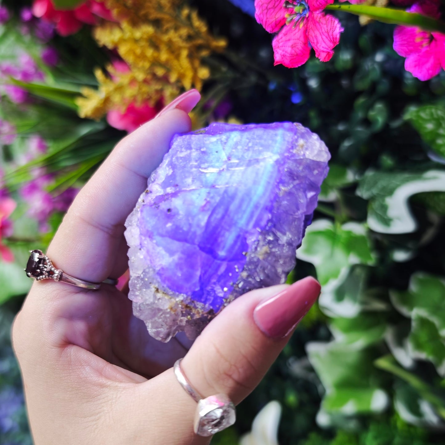 Elestial Amethyst on Fluorite Specimen