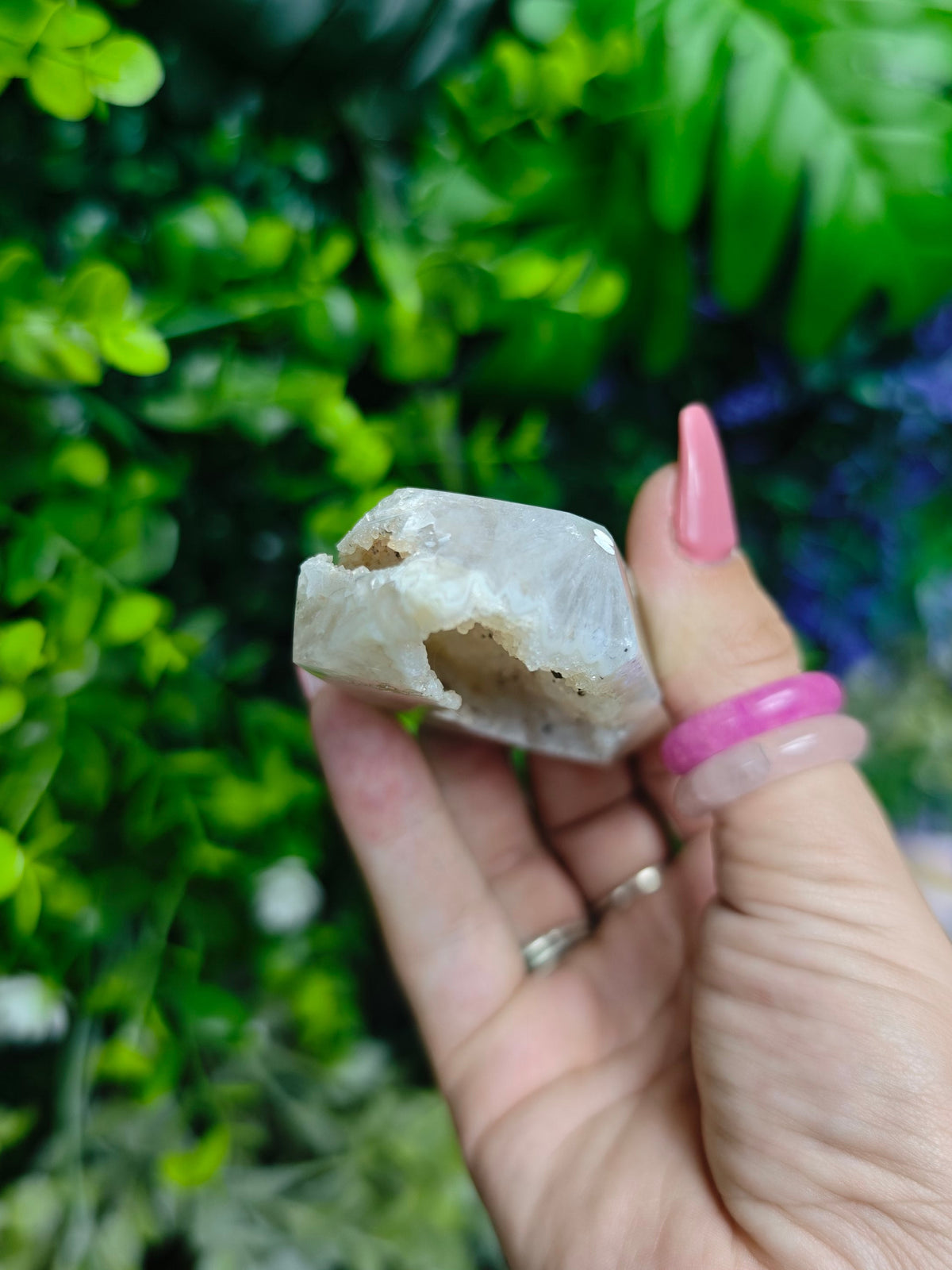 Brazilian Agate & Druzy Quartz Tower with Goethite