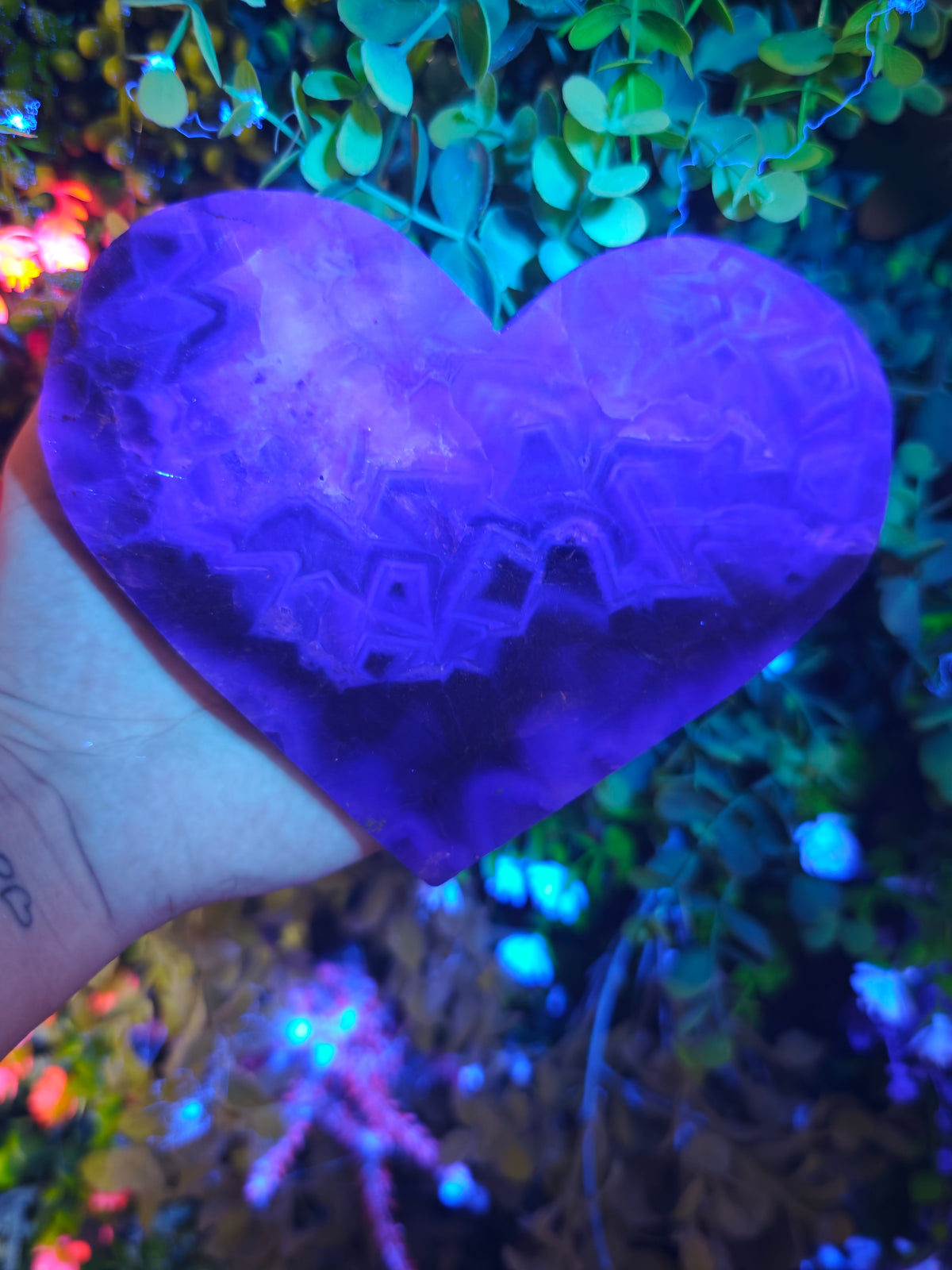 Fluorite Heart Half Raw Half Polished