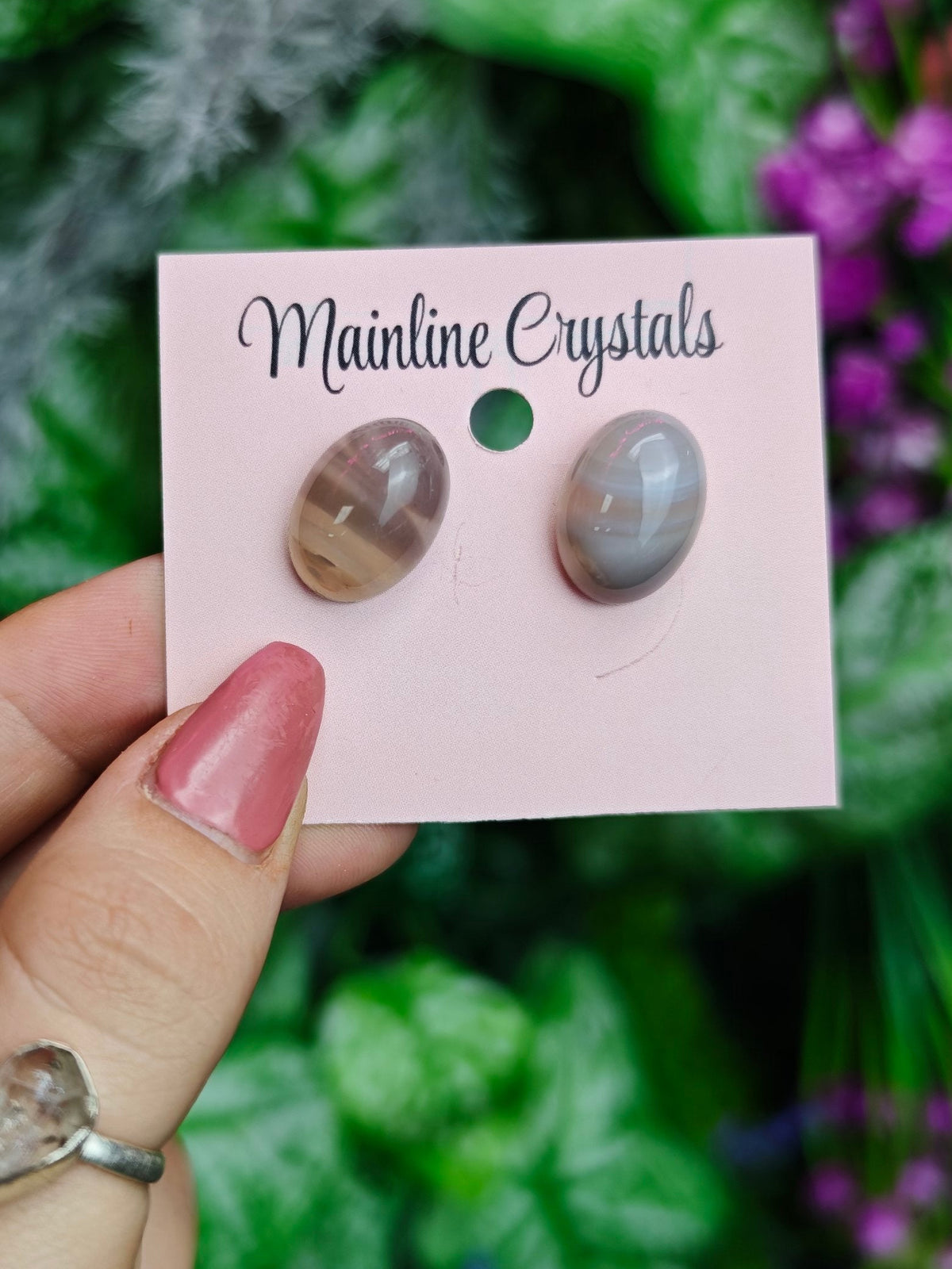 Agate Sterling Silver Stud Earrings
