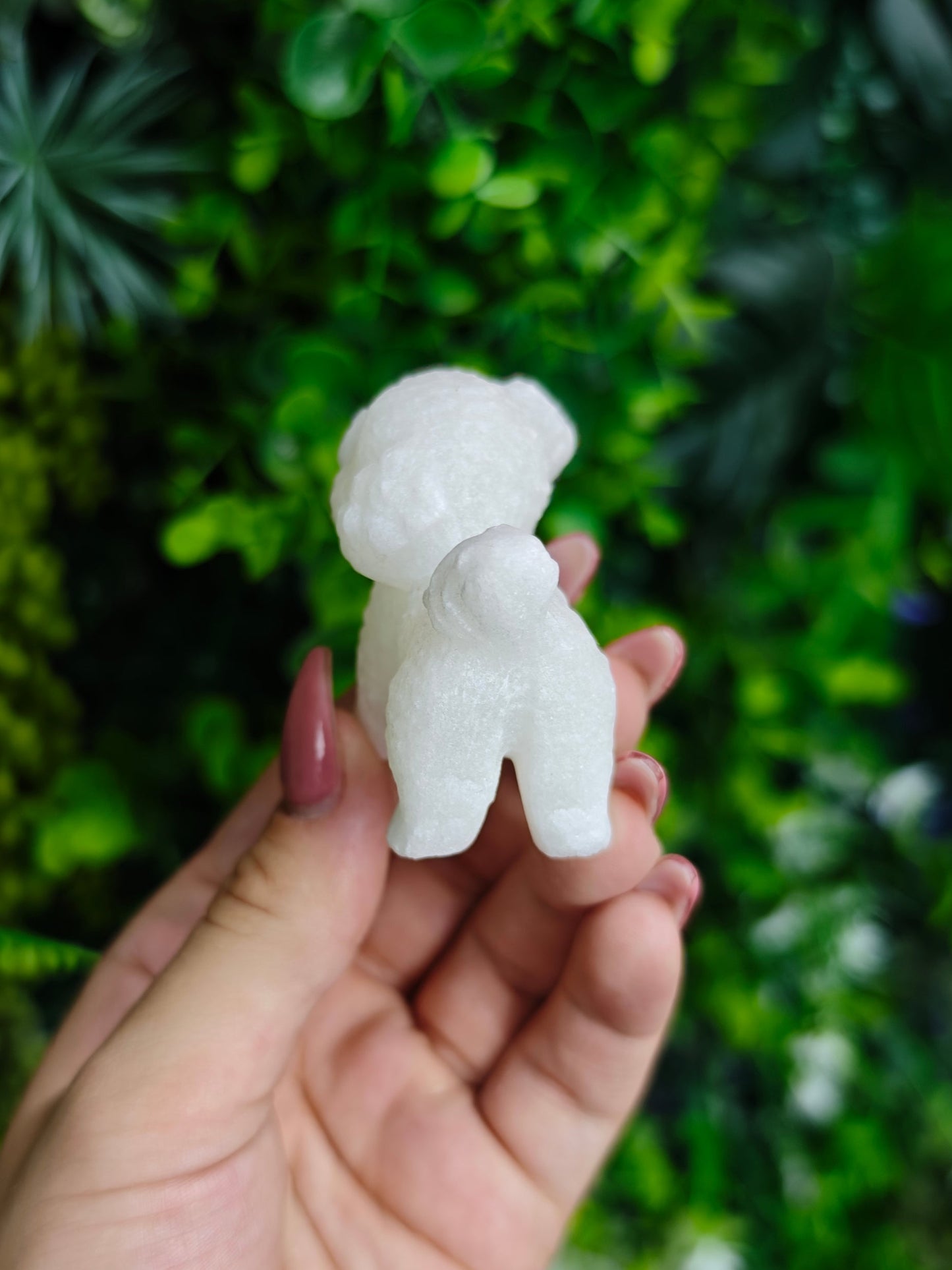 White Jade Poodle Carving