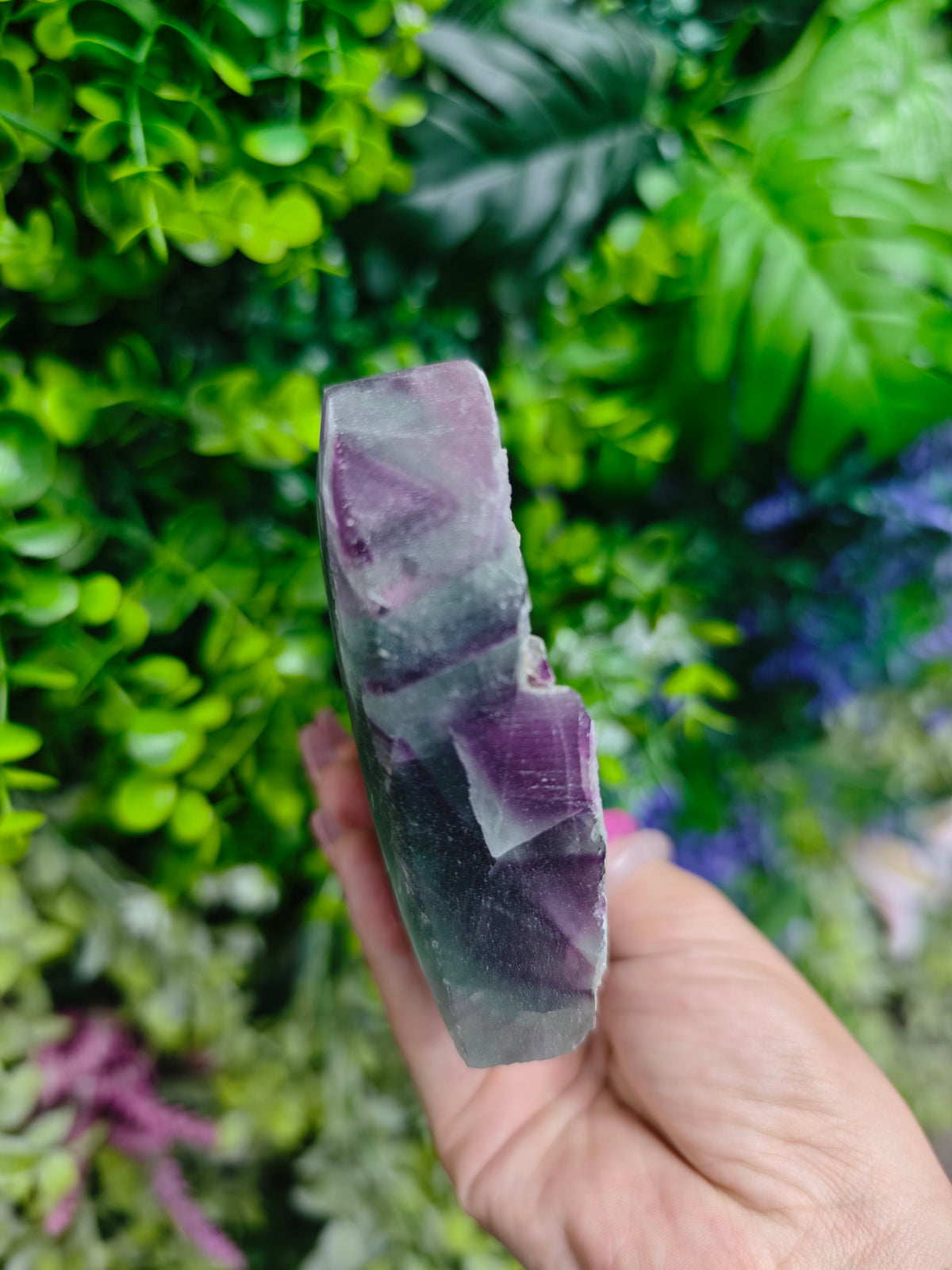 Fluorite Heart Half Raw Half Polished