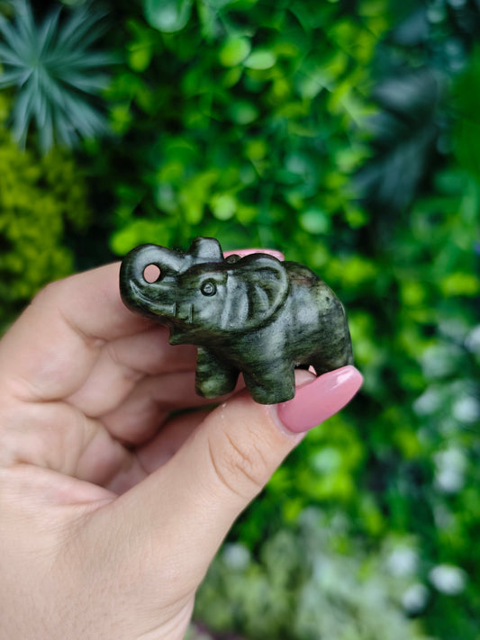 Green Jade Elephant Carving