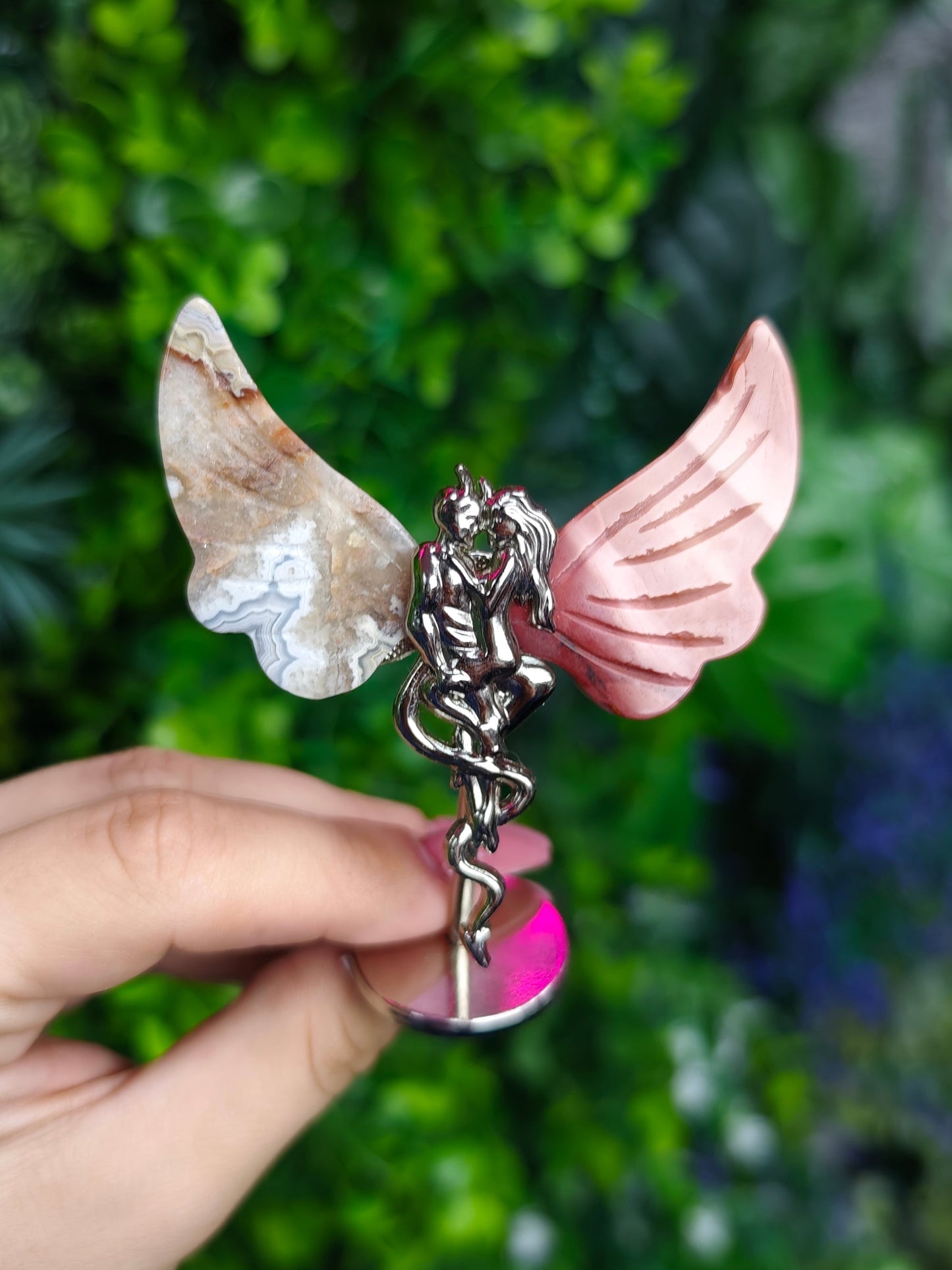 Mookaite and Mexican Lace Agate Wing Carving Set