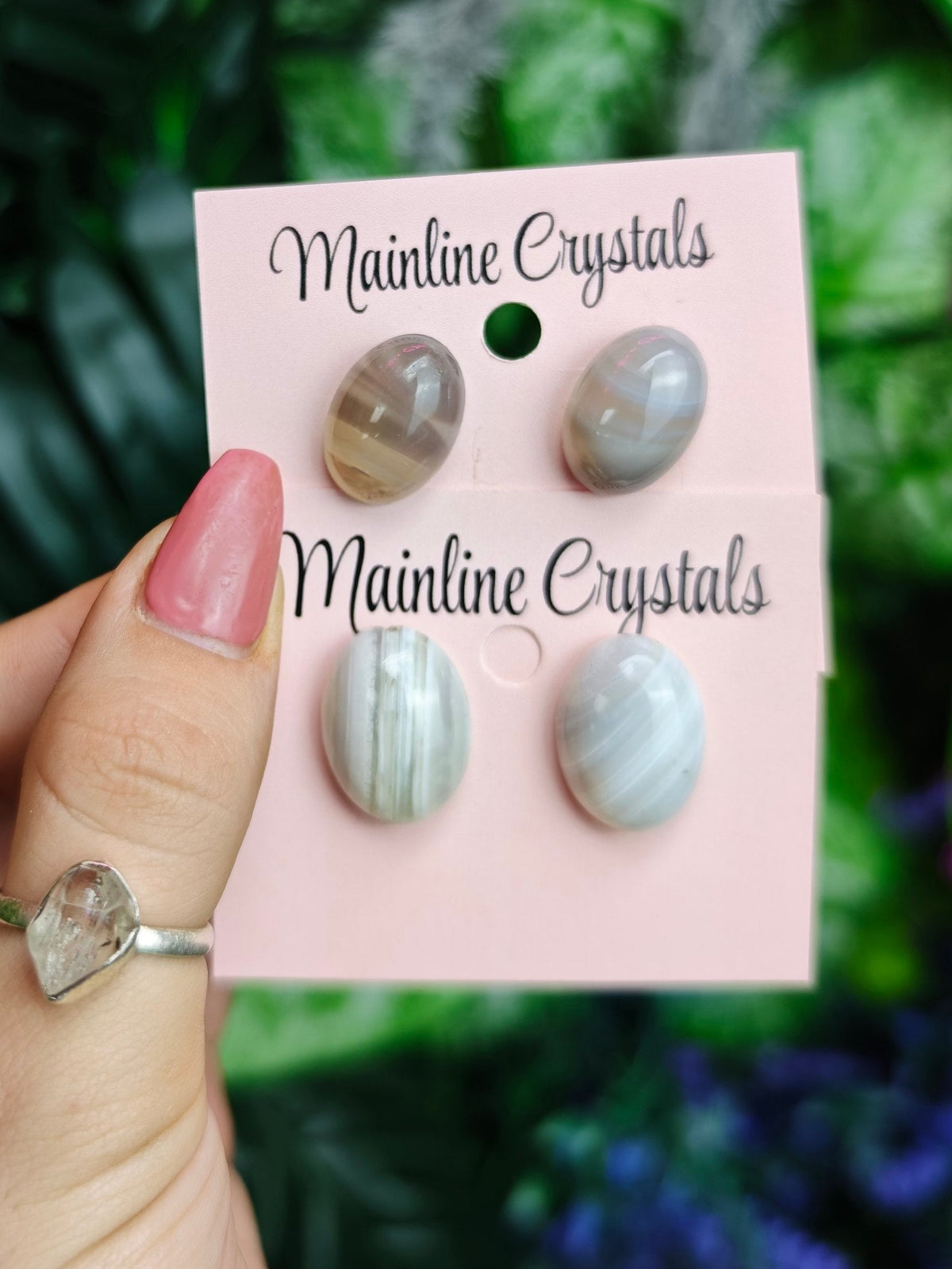 Agate Sterling Silver Stud Earrings