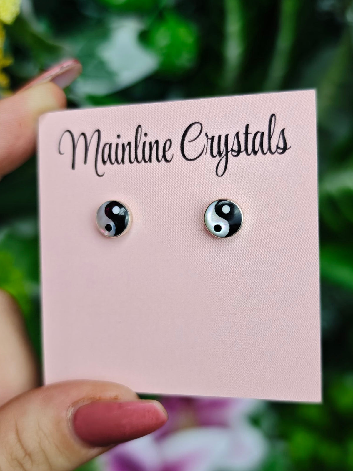 Mother of Pearl & Black Onyx Yin and Yang Sterling Silver Earring