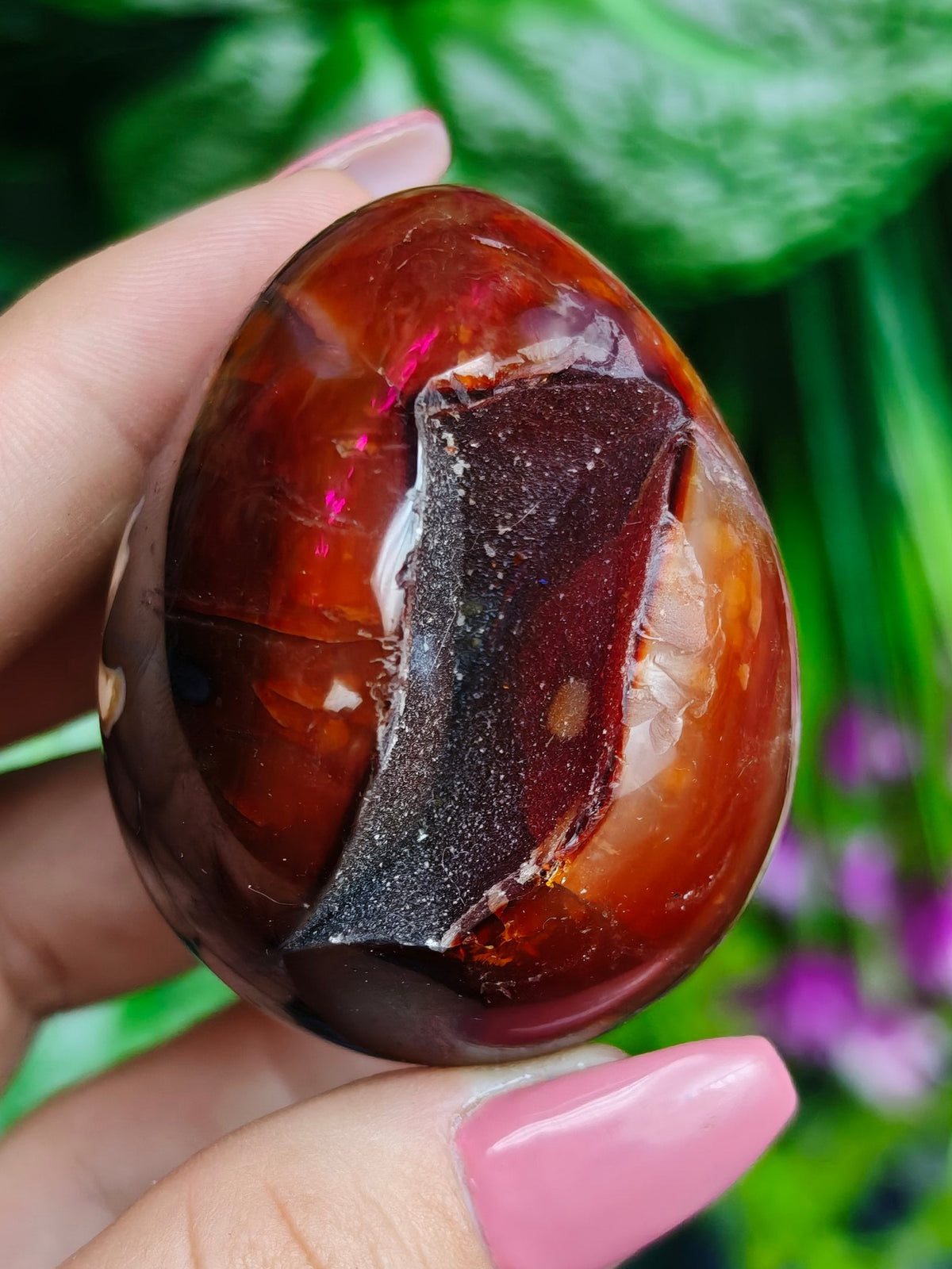 Carnelian and Orca Agate Egg