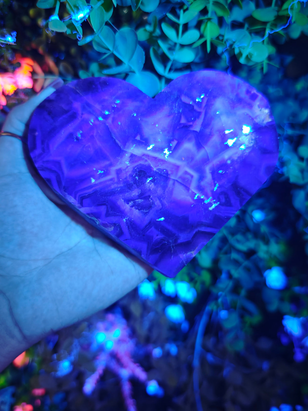Fluorite Heart Half Raw Half Polished