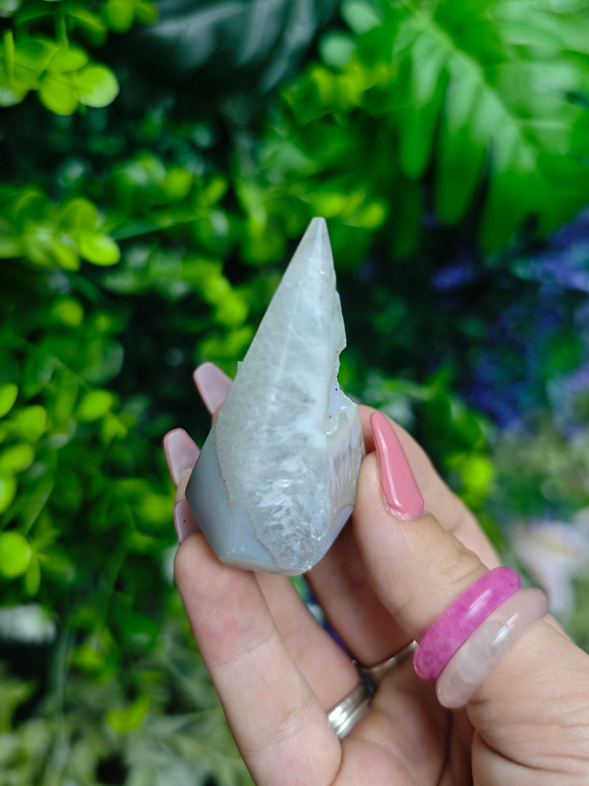 Brazilian Agate & Druzy Quartz Pyramid