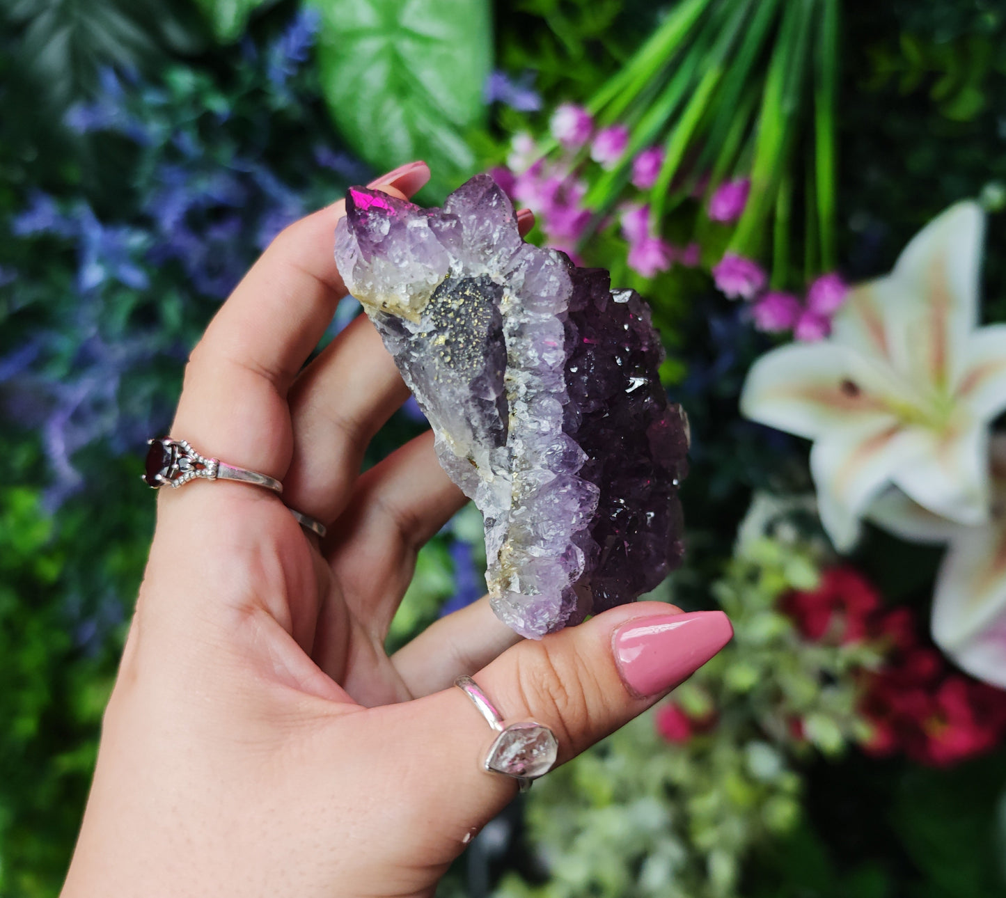 Elestial Amethyst on Fluorite Specimen