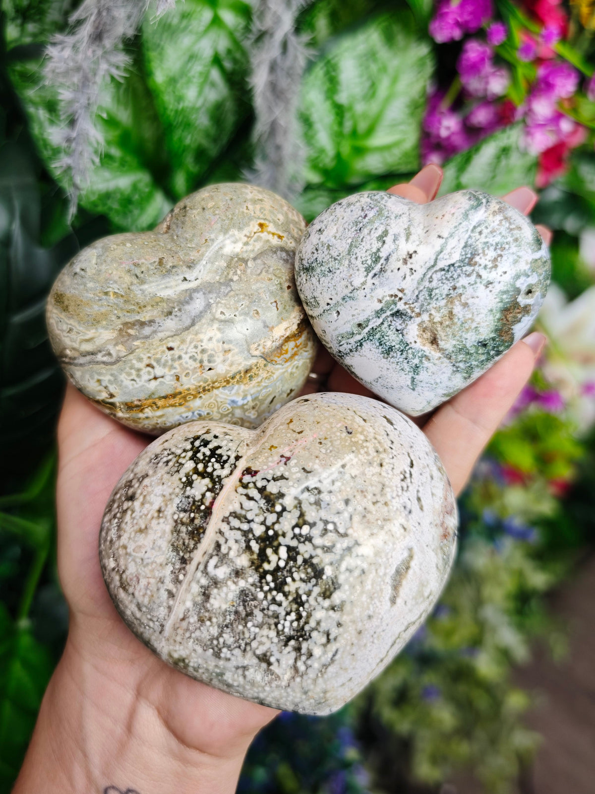 Ocean Jasper Puffy Hearts