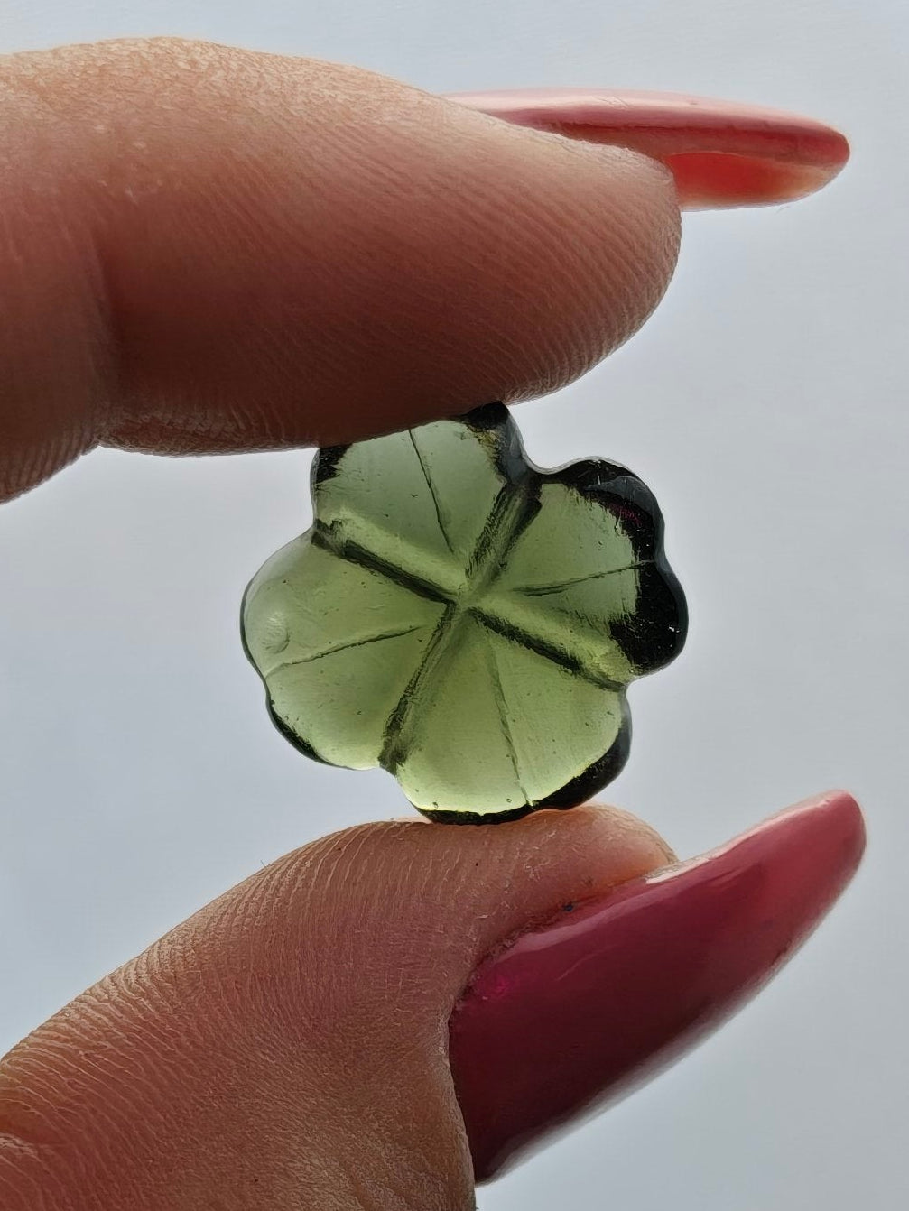 Moldavite Clover Carving
