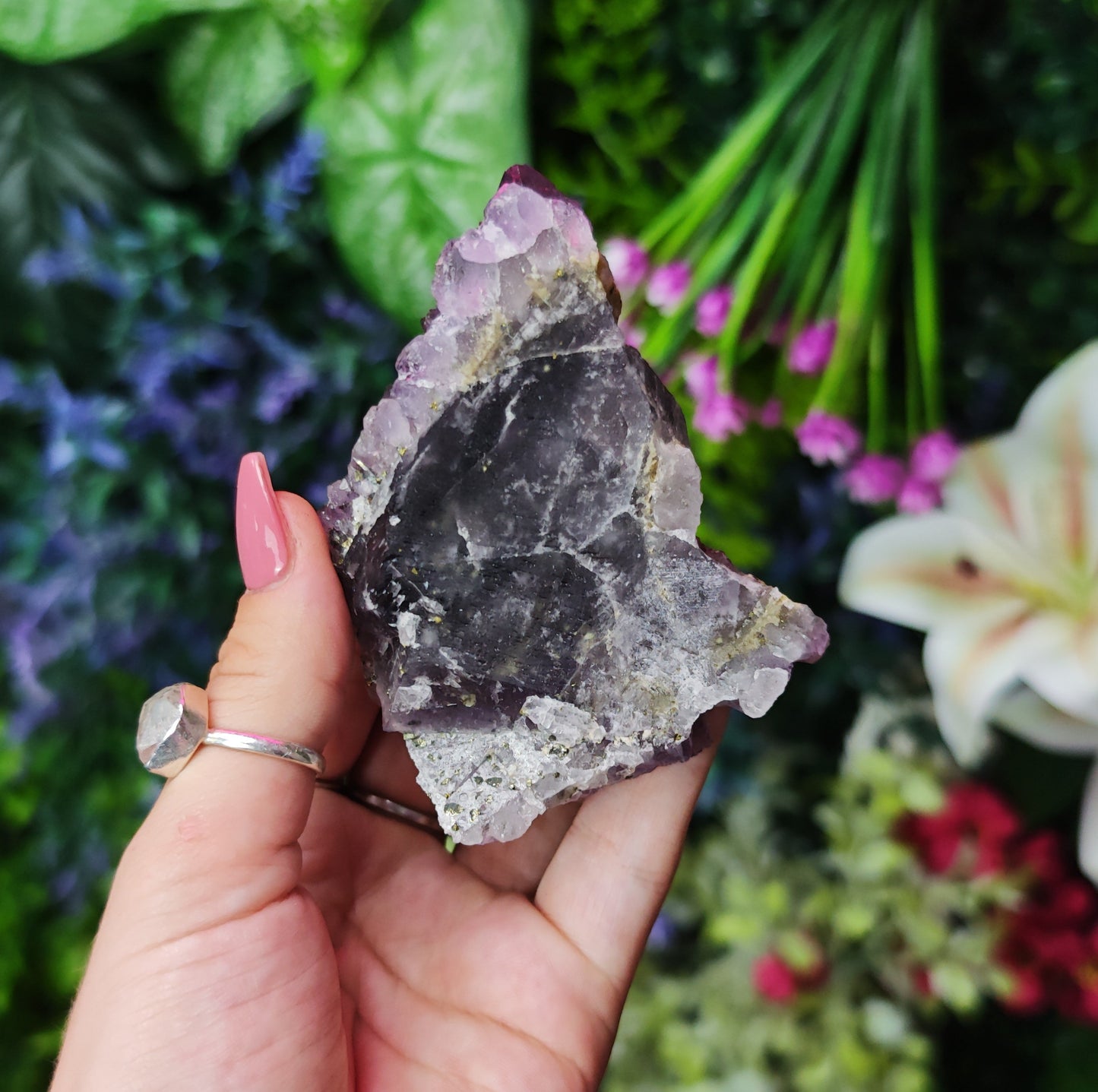 Elestial Amethyst on Fluorite Specimen