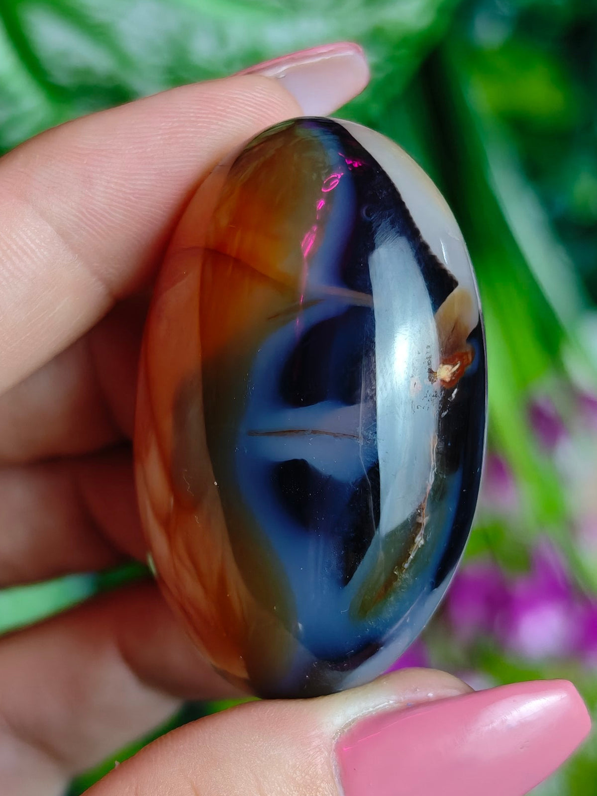 Carnelian & Orca Agate Palm Stone