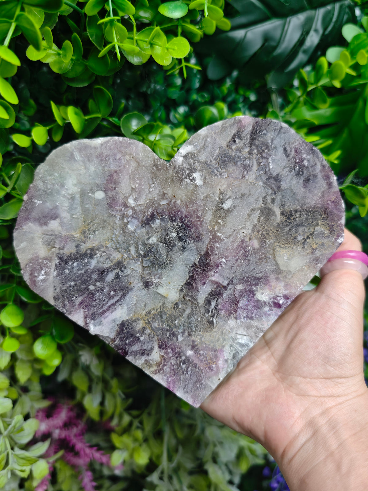 Fluorite Heart Half Raw Half Polished