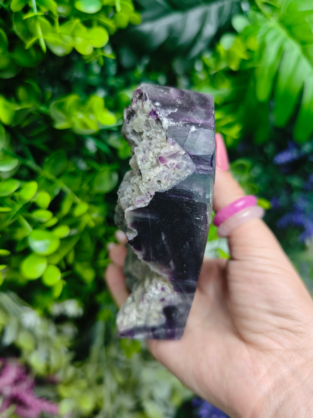 Fluorite Heart Half Raw Half Polished