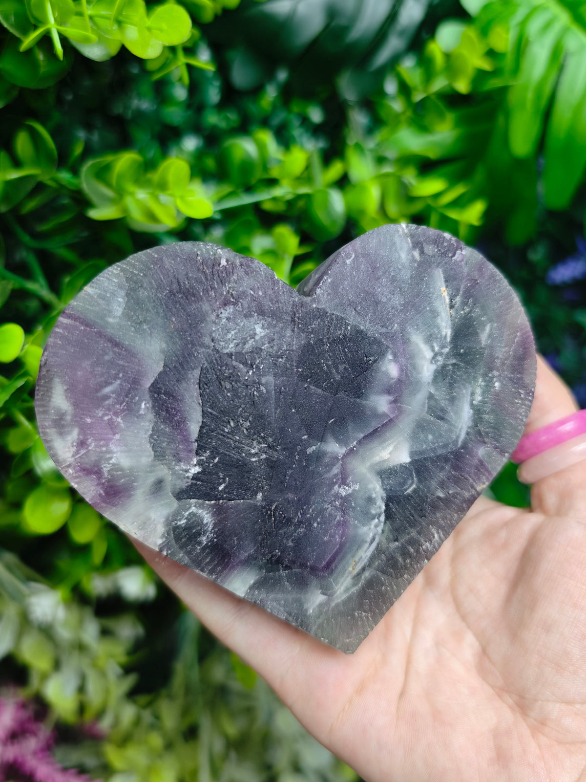 Fluorite Heart Half Raw Half Polished