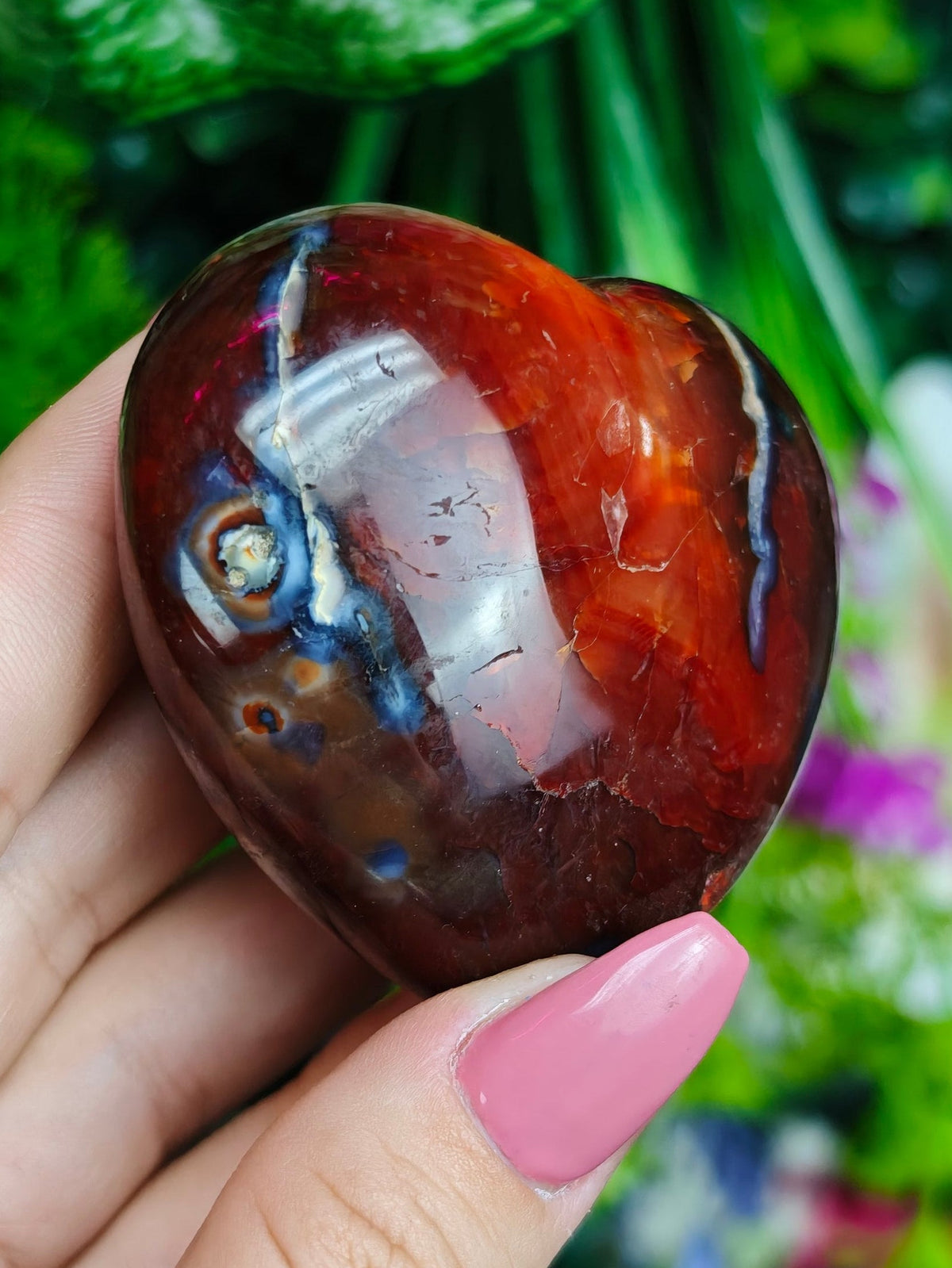 Carnelian & Orca Agate Heart