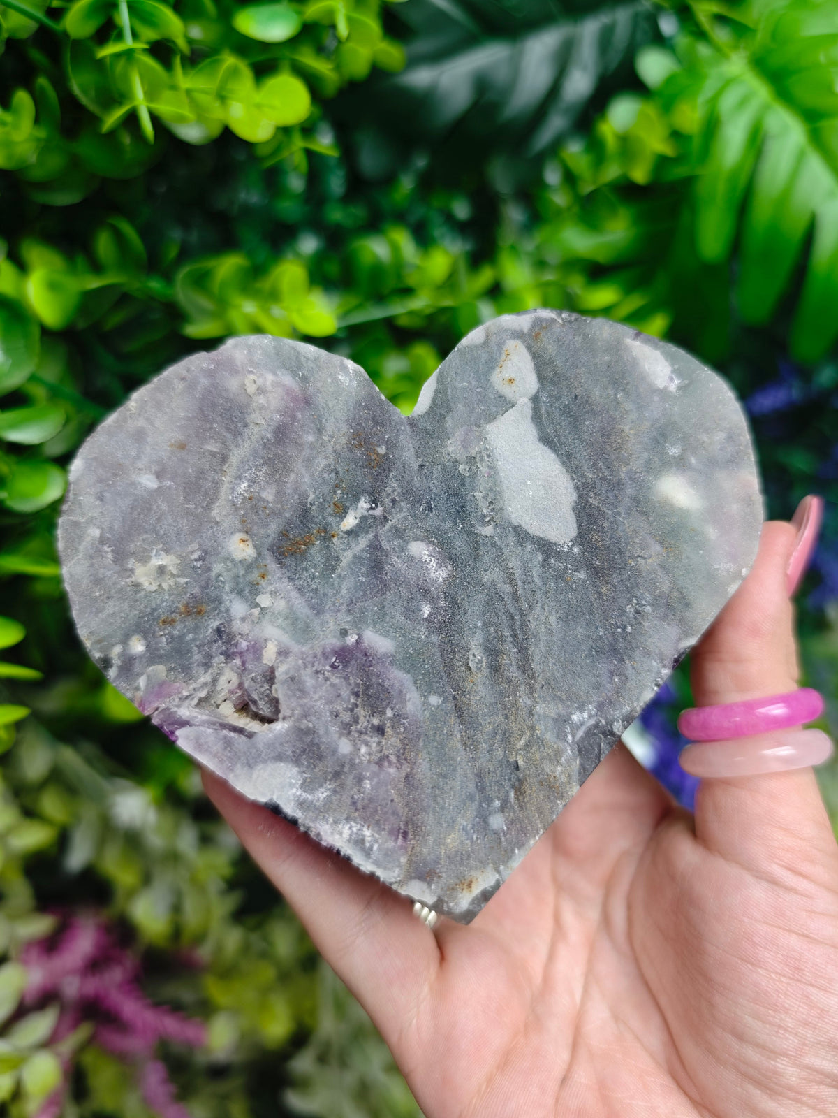 Fluorite Heart Half Raw Half Polished