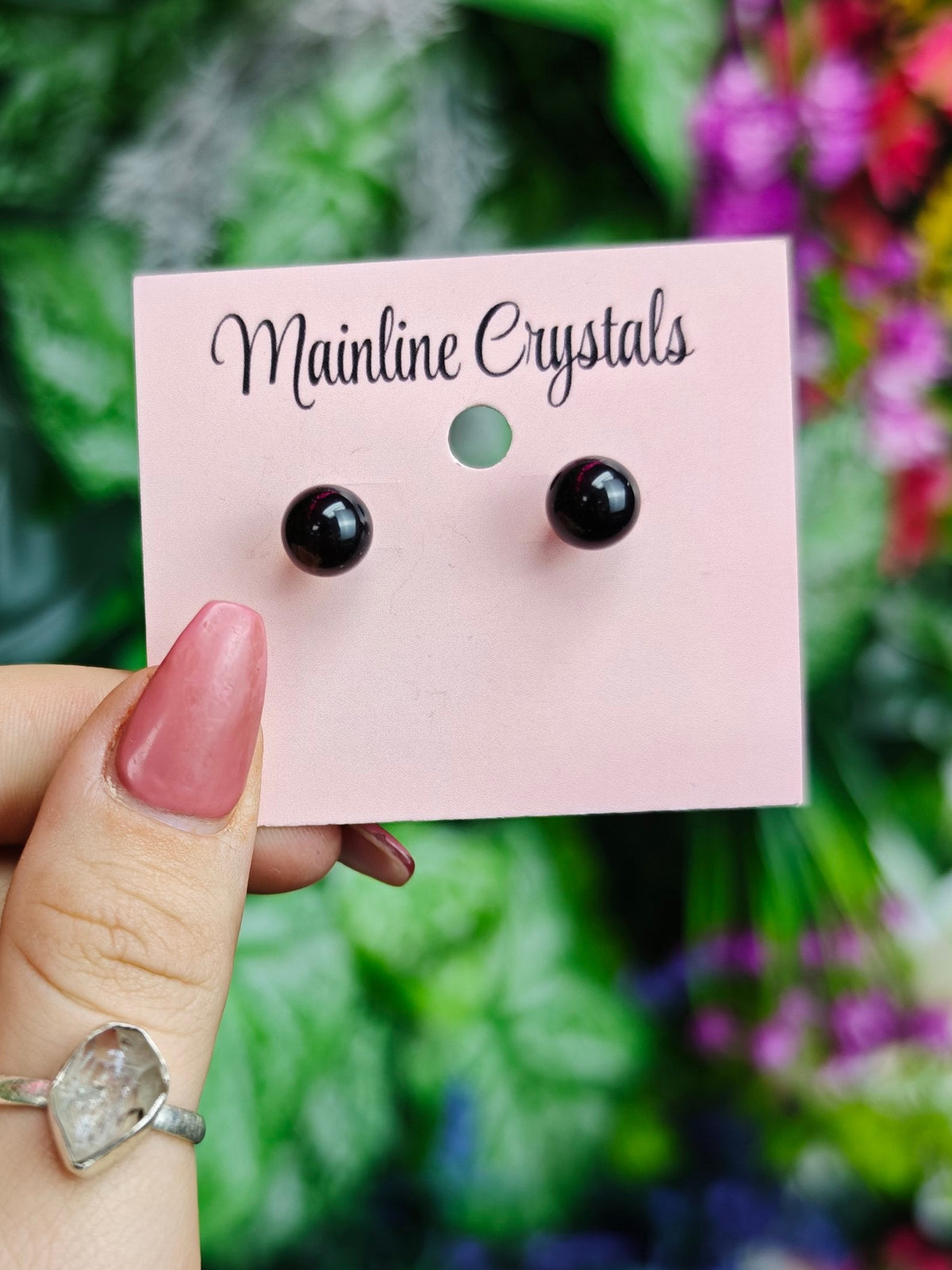 Gemstone Stud Sterling Silver Earrings