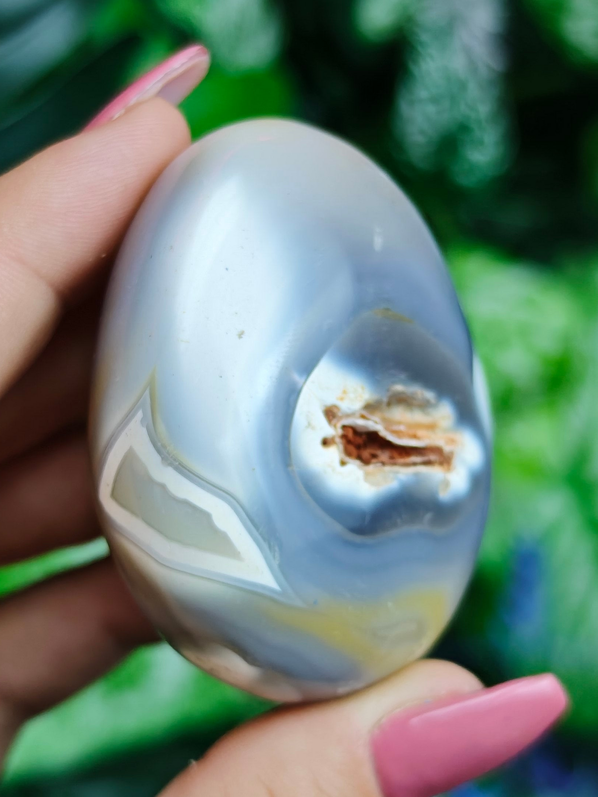 Orca Agate Palm Stone with Inclusions